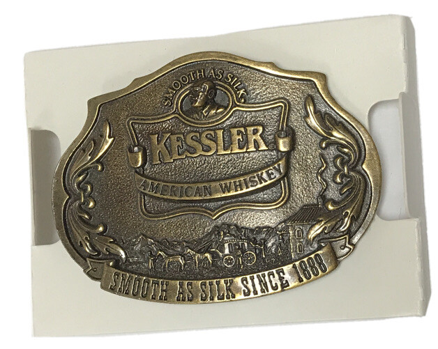 KESSLER AMERICAN WHISKEY COLLECTOR SERIES BELT BUCKLE SMOOTH AS SILK SINCE 1888