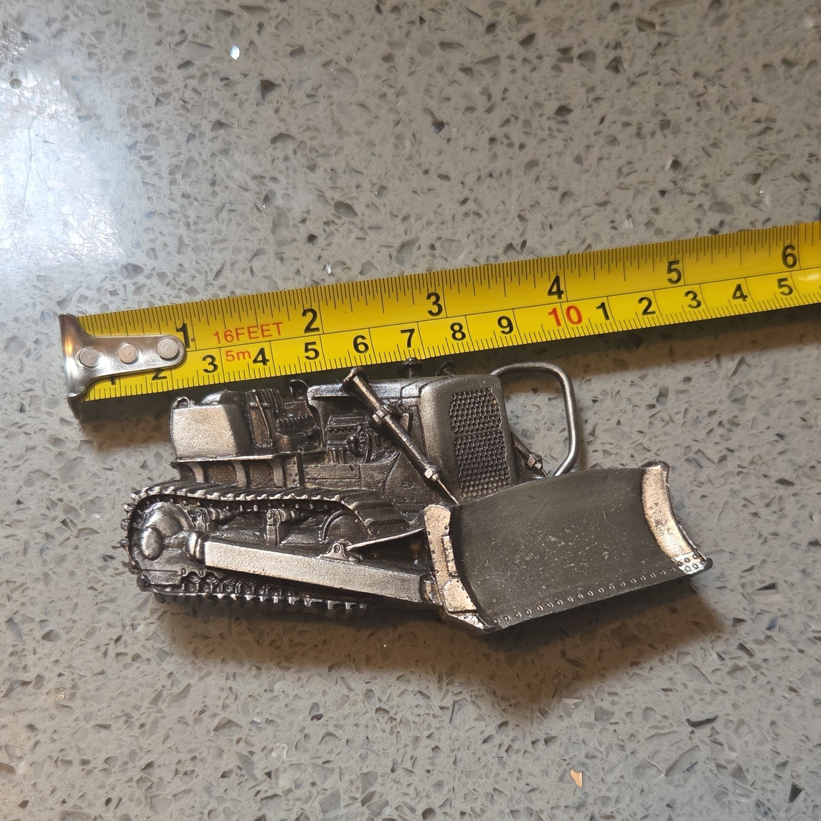 Bergamot Brass Works Silver Tractor Construction Western Belt Buckle D38 1.5&Prime;