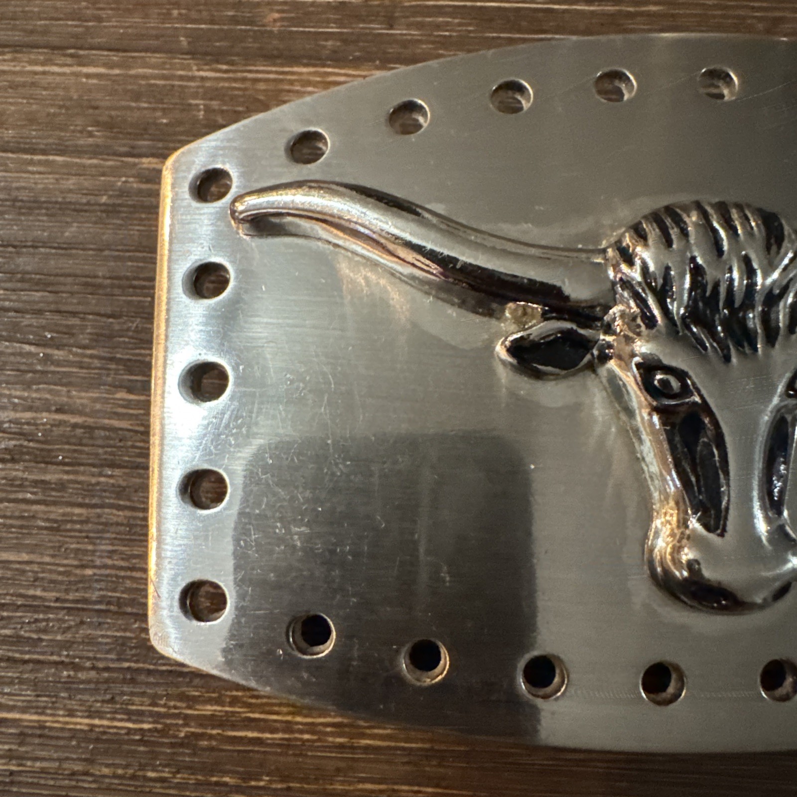 Longhorn Steer Silver Tone Belt Buckle Unbranded 2.75 X 4.25 Inches Use Wear