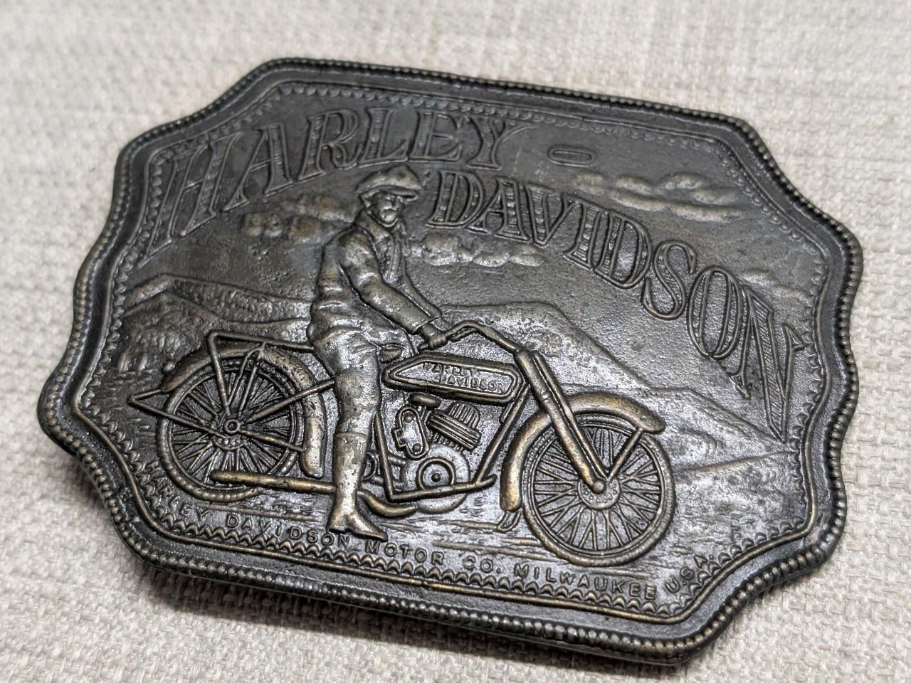 vintage 1970s belt buckle HARLEY DAVIDSON motorcycles BRASS biker western