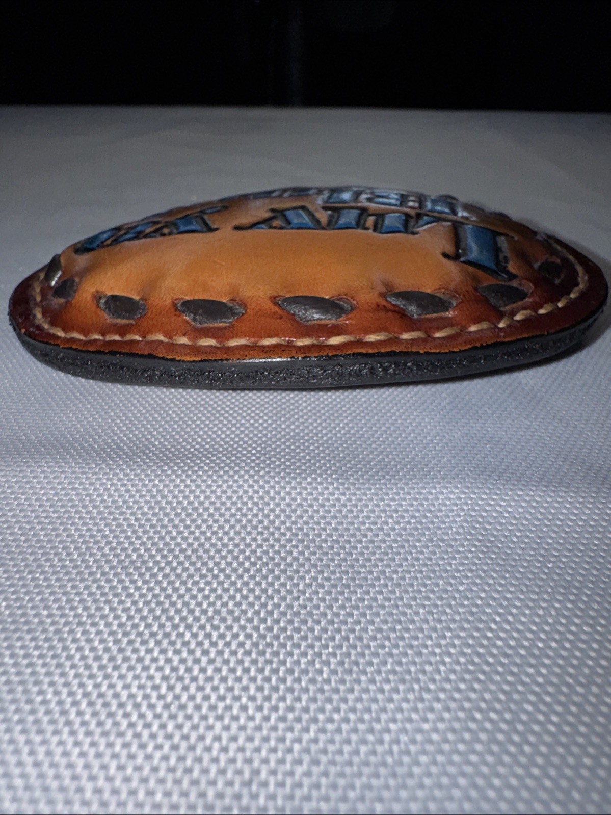 Vintage « Luv Ya Blue!  » OILERS Belt Buckle Leather Top Grain Cowhide 8909 🔥🔥