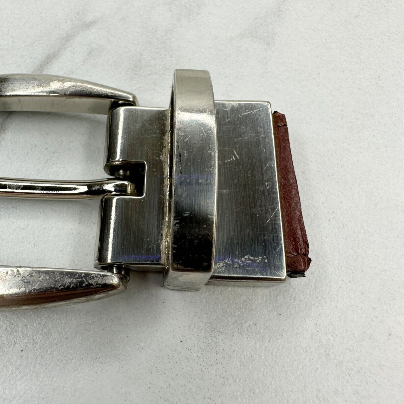 Silver Tone Reversible Simple Basic Belt Buckle