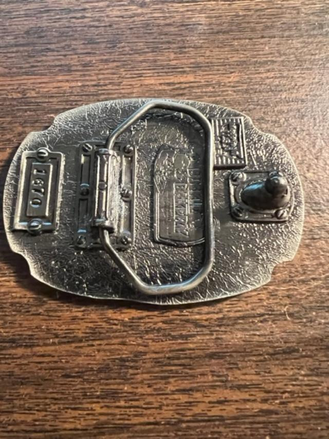 Belt Buckle Bakery 1670 Firefighter Enamel FD VTG Metal Helmet Logo Axe Ladder