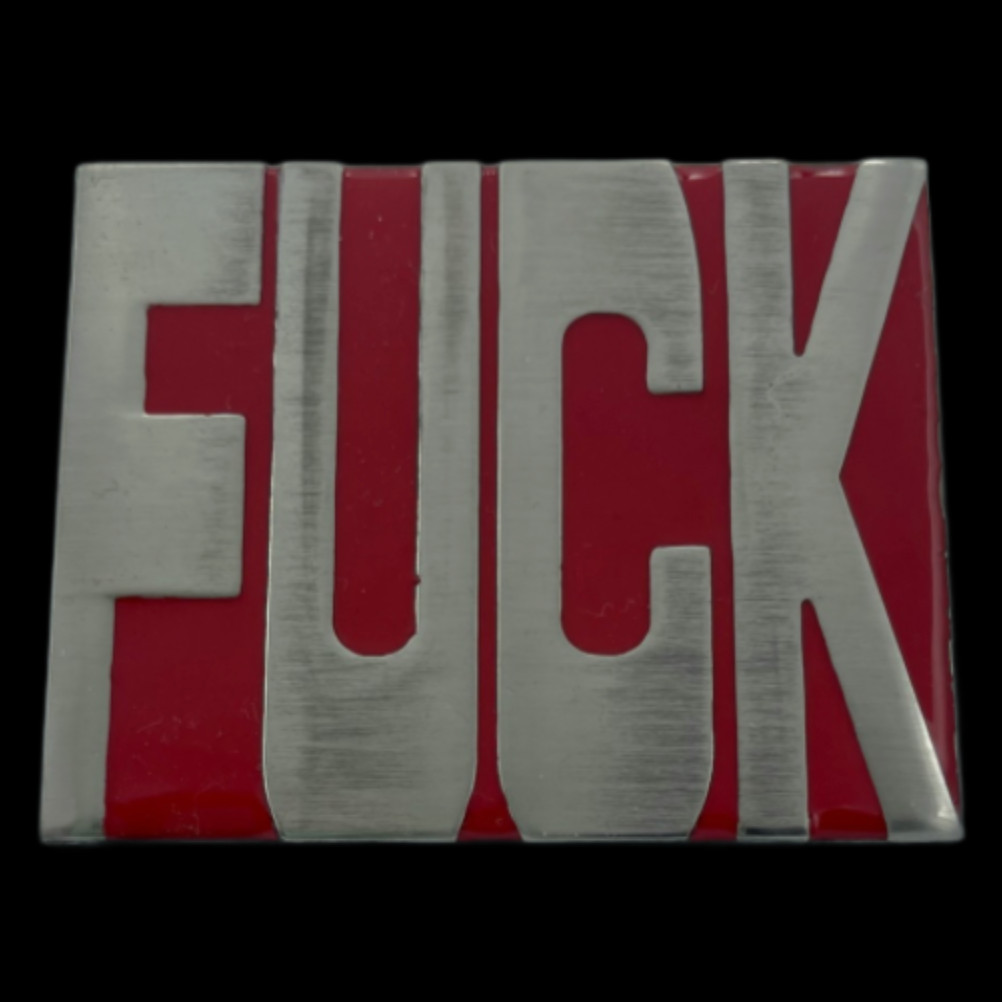 LARGE Adult F**K ART SOLID RED & SILVER BELT BUCKLE HIPPY BIKER F*CK