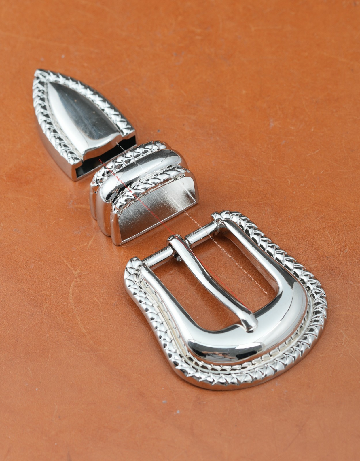 25MM Western Cowboy Leathercraft Prong Pin Belt Buckle Set 3-Piece DIY Project