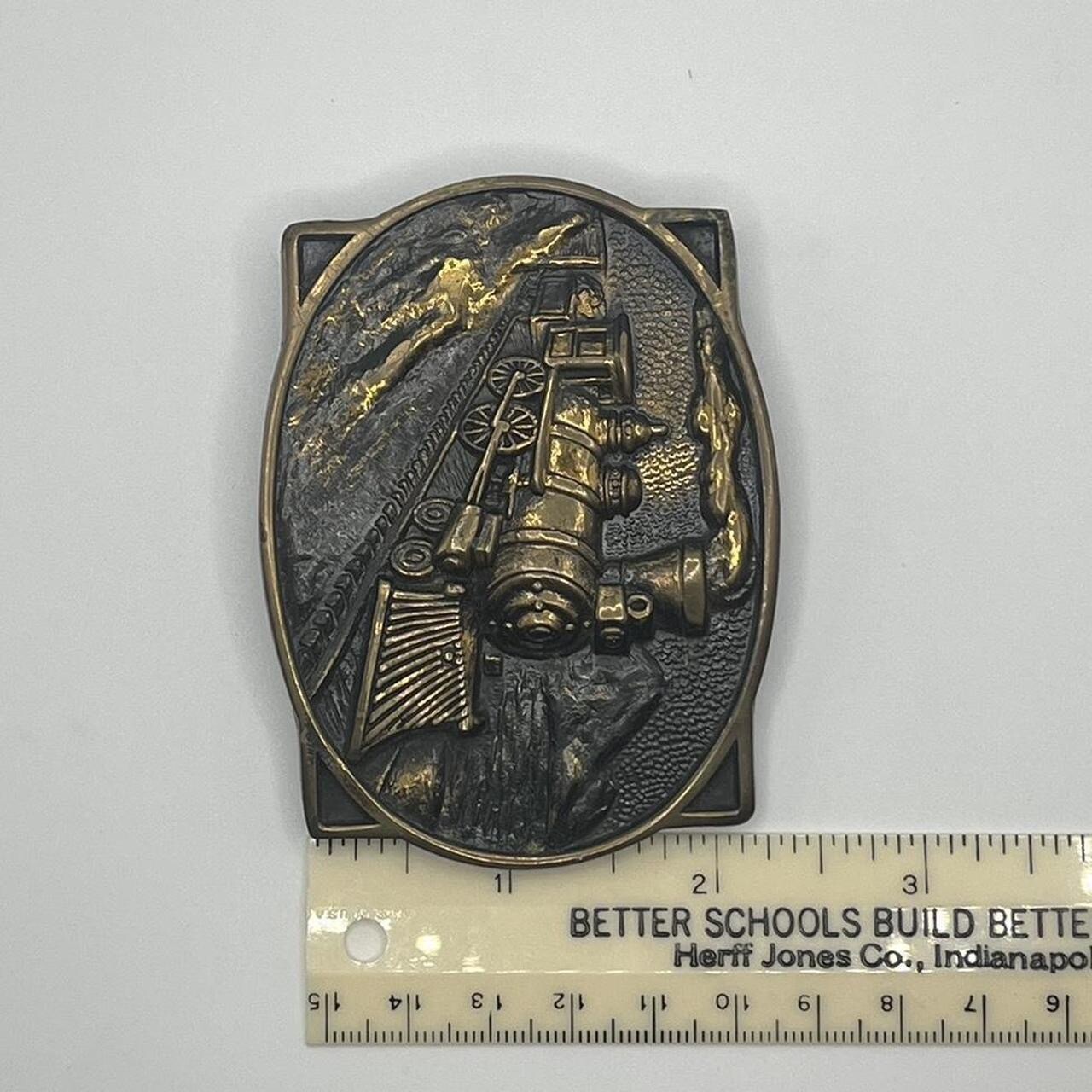 Steam Train Belt Buckle Railroad Locomotive Mens Western Vintage Brass
