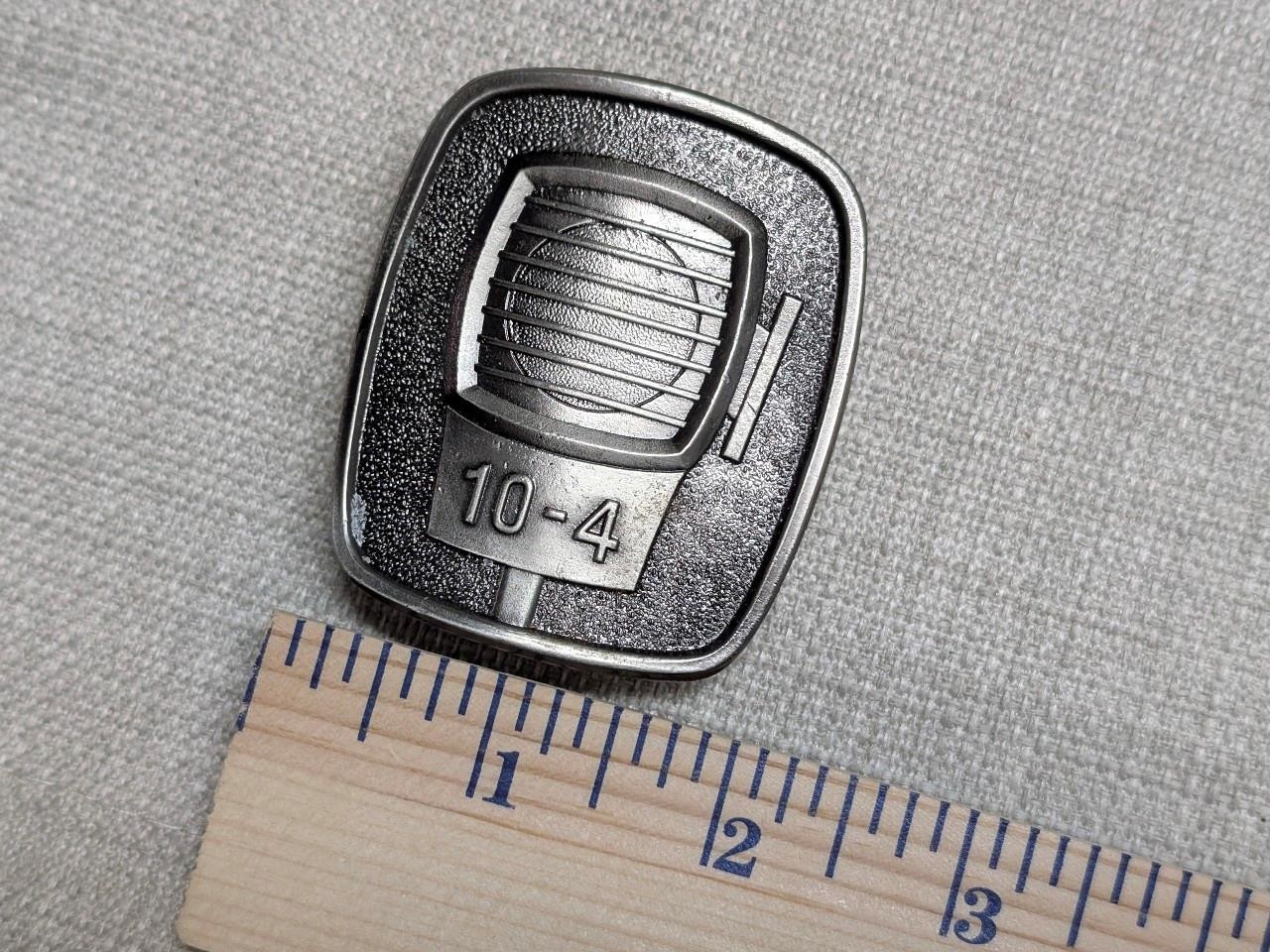 1970s vintage CB RADIO belt buckle TRUCKER heavy duty WESTERN pewter metal 10-4