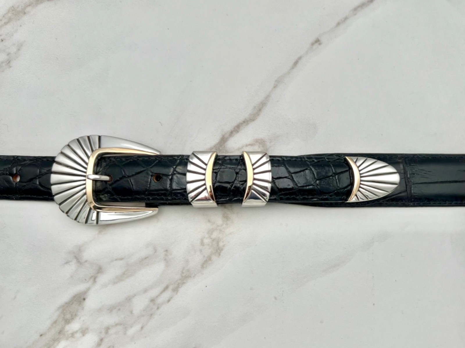 BG Mudd BGM .925 Sterling 14K Gold Tom Taylor Santa Fe 1” buckle set