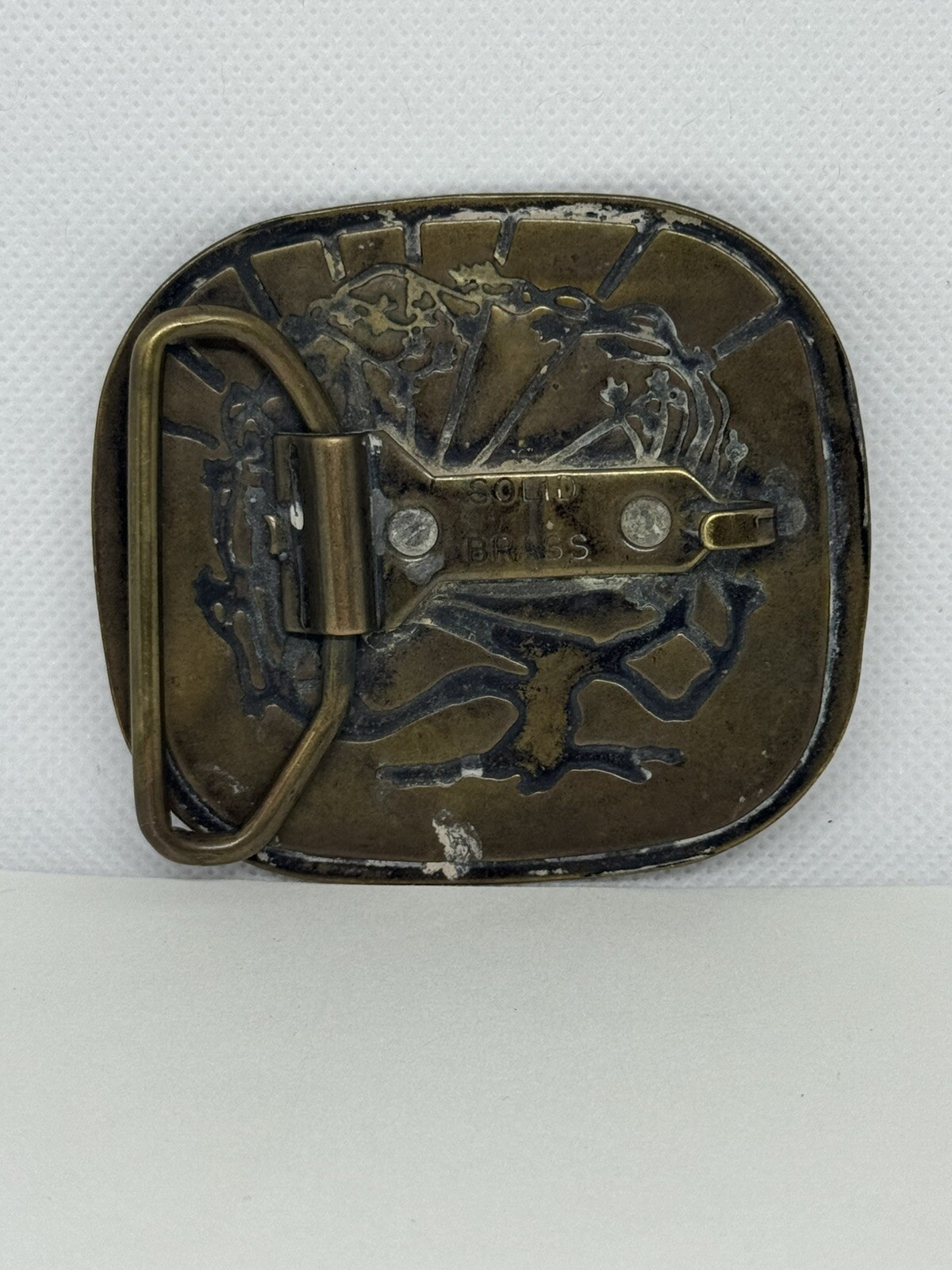 Vintage TREE OF LIFE belt buckle Solid Brass hippie boho 1970s western cowboy