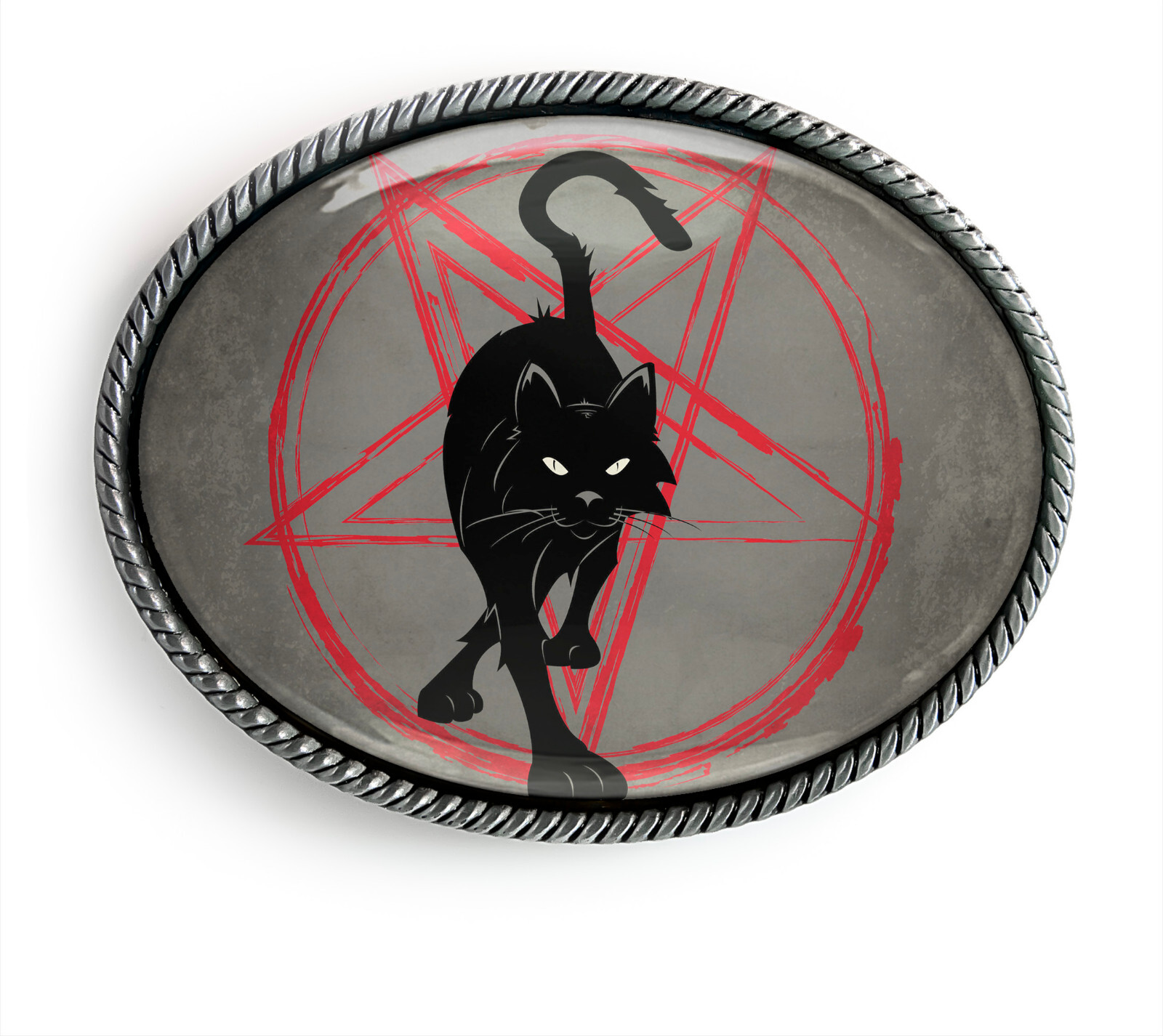 Black Cat Pentagram Belt Buckle – Gothic Witchcraft Horror Belt Buckle – 817