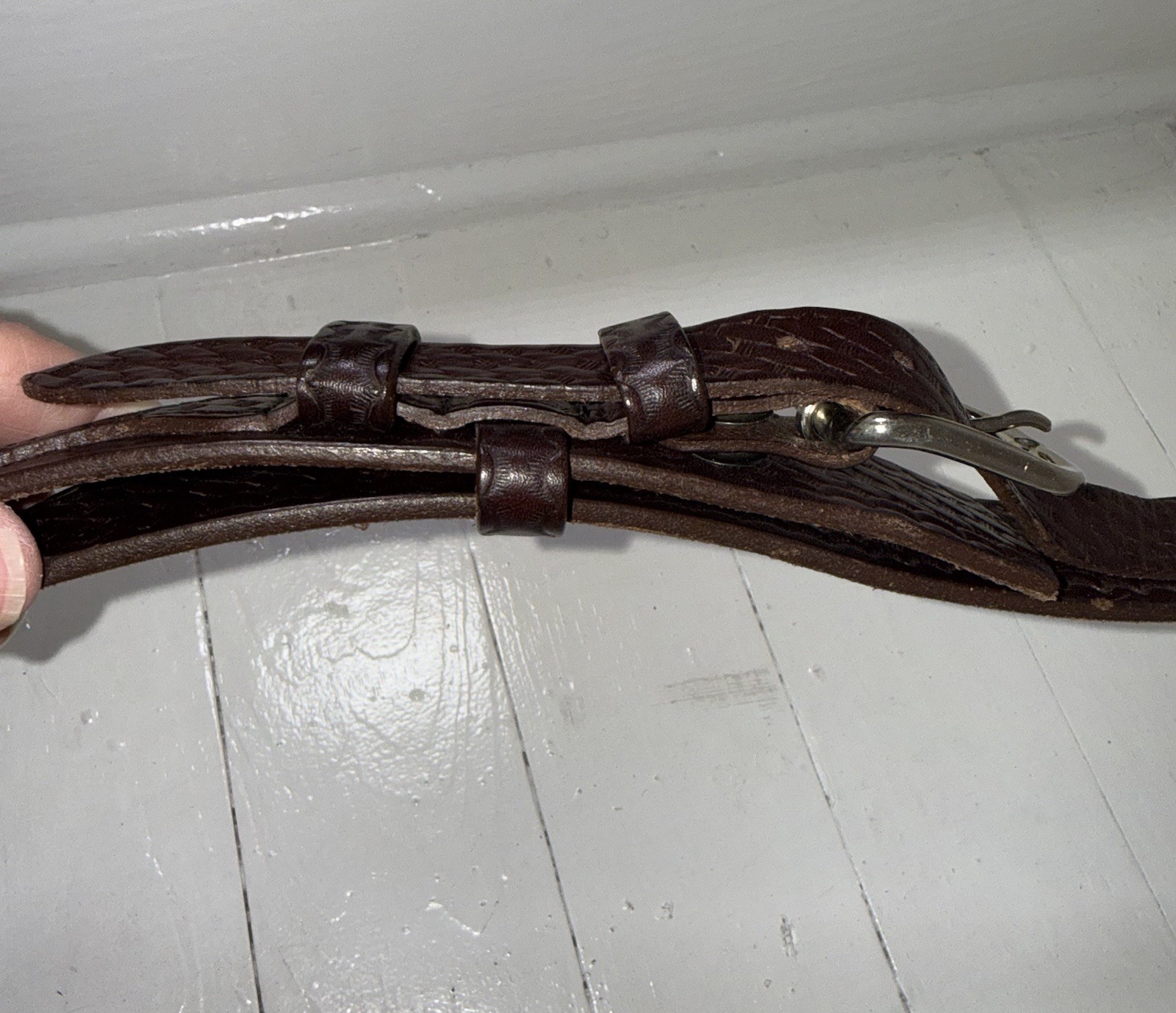 Boston 1.75” Garrison Dark Brown Leather Silver Buckle Belt Made In USA Sz 50
