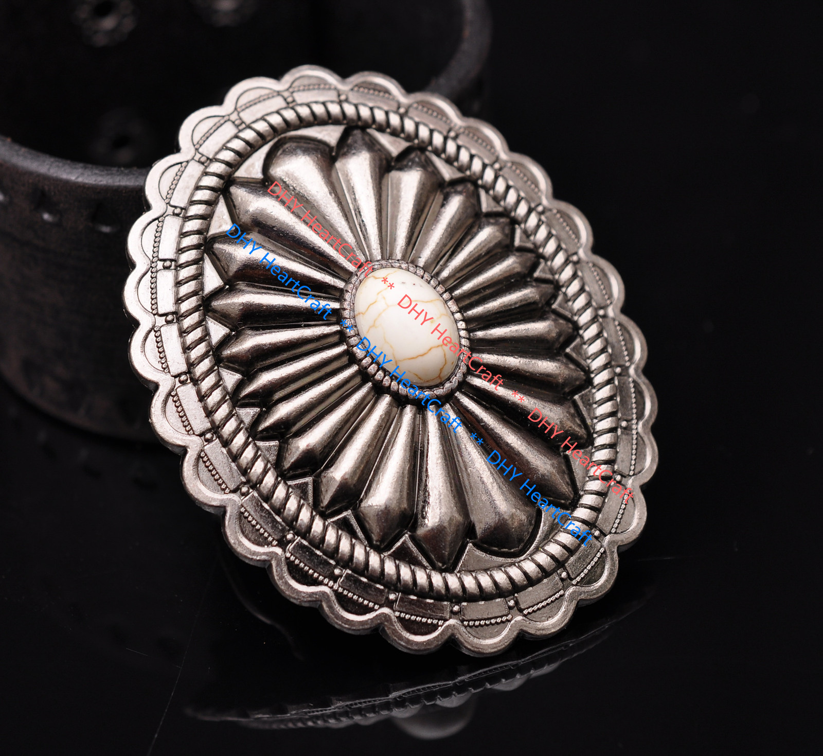 Retro Western Tribal men&rsquo;s cowboy Flower Turquoise Belt Buckle fits 40mm Strap