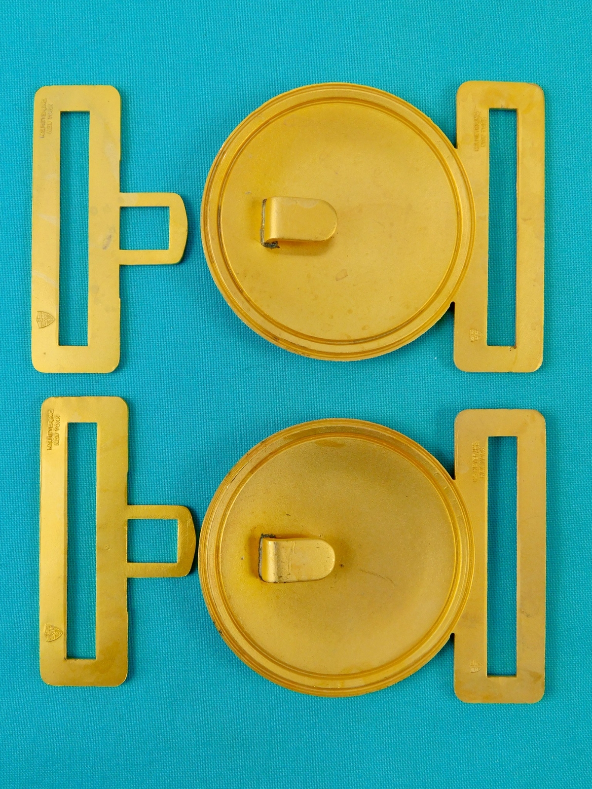 Set 2 US Guatemala Coat of Arms Gold Tone Military Army N.S. MEYER Belt Buckle K