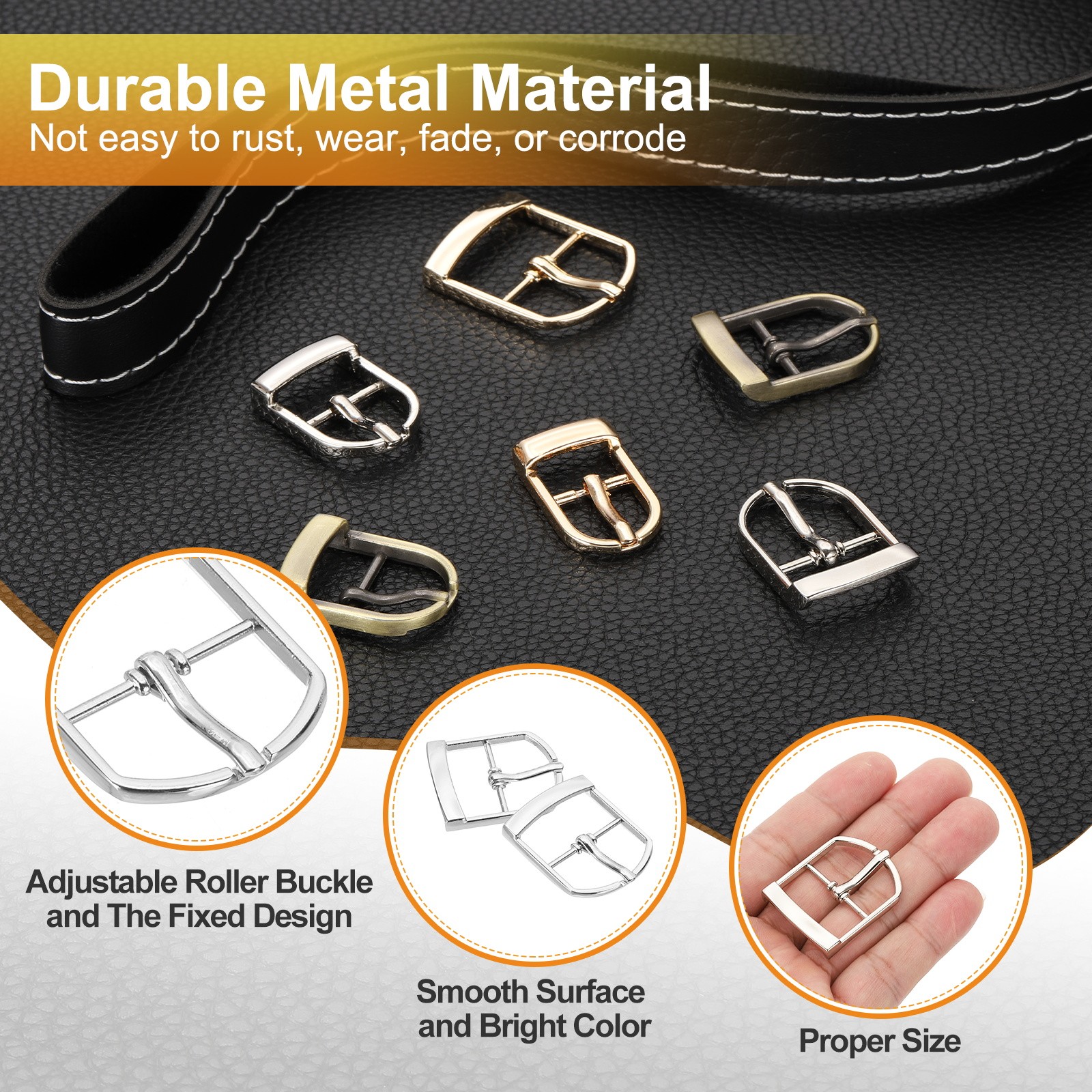 5 Pcs 1 Inch Adjustable Single Prong Buckle Belt Buckle, Silver Tone