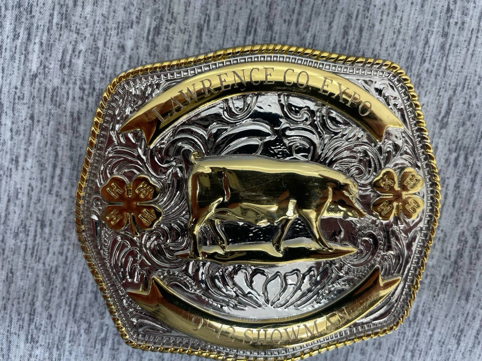 4H 4-H Trophy Belt Buckle For Swine, Pigs, Sows, Boar 3.5” X 3” Engraved