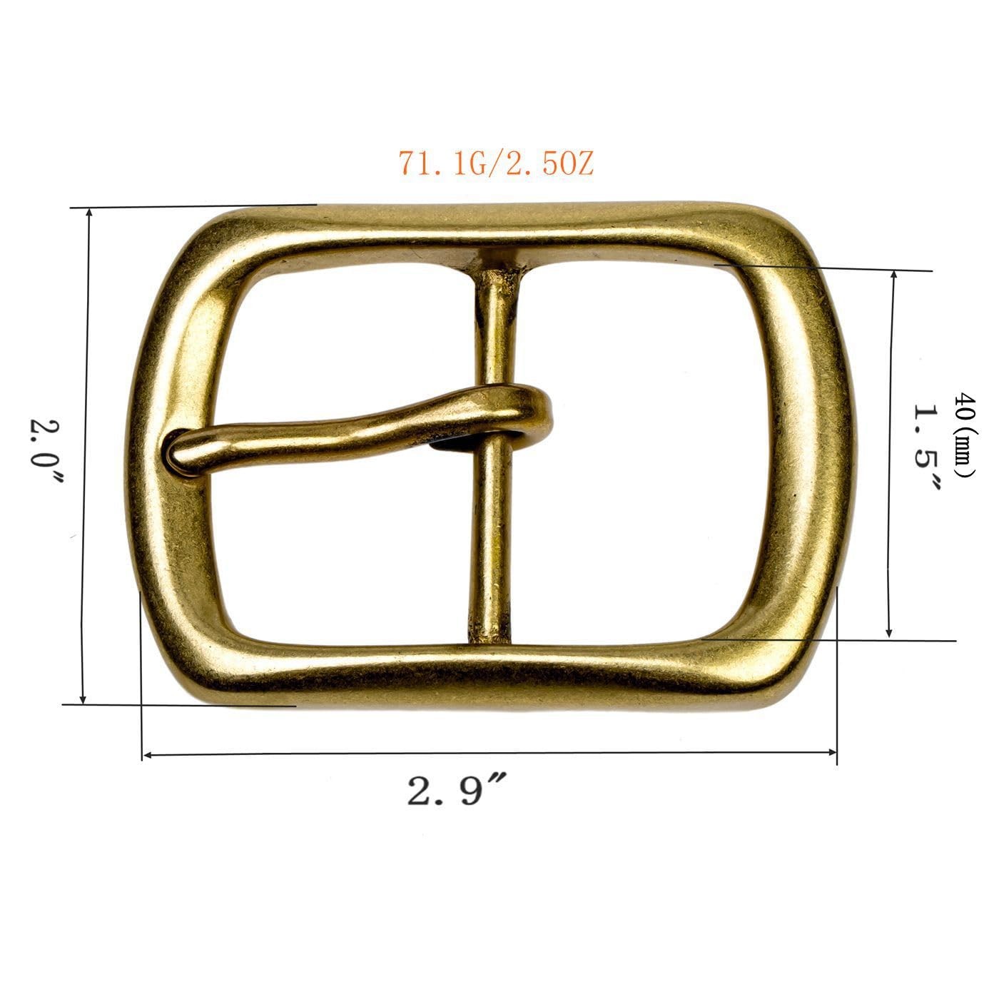 Men&rsquo;s Replacement Single Prong Belt Buckle 38-40mm Brass Stainless Steel