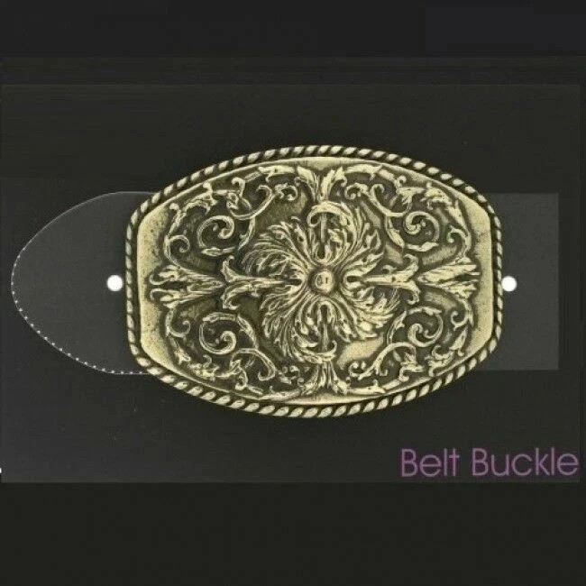 Floral Classic Ornament Belt Buckle Antique Brass Buckle Interchangeable Clasp