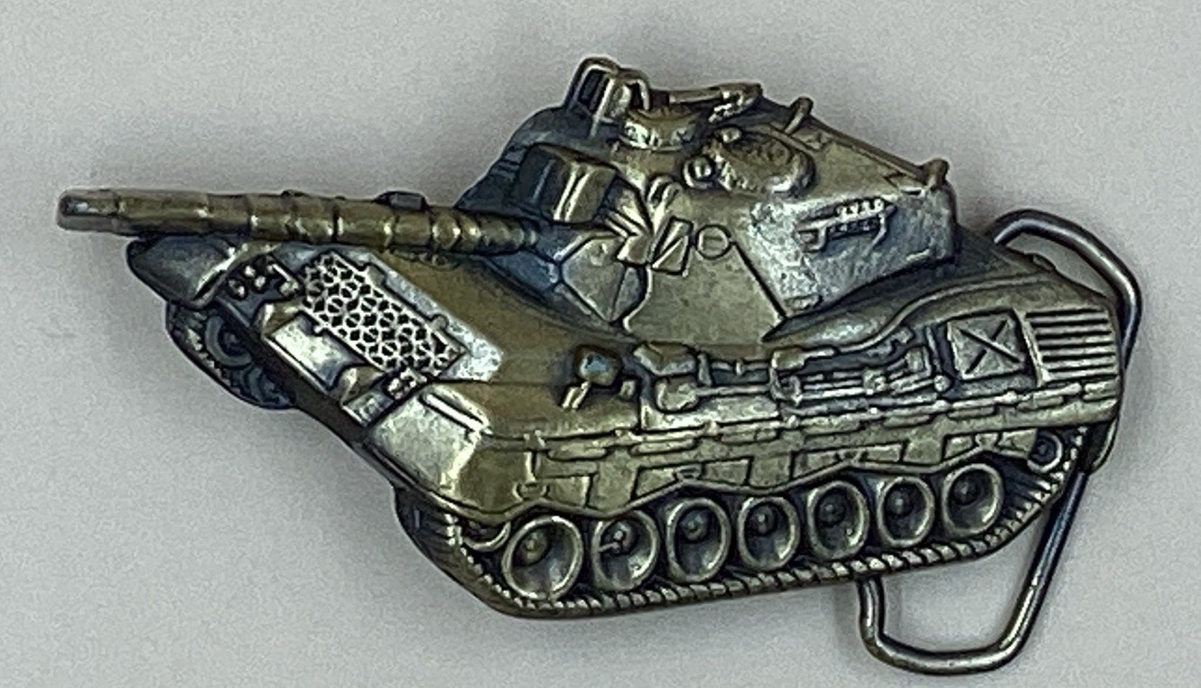 Vintage Tank Army Military Belt Buckle Brass