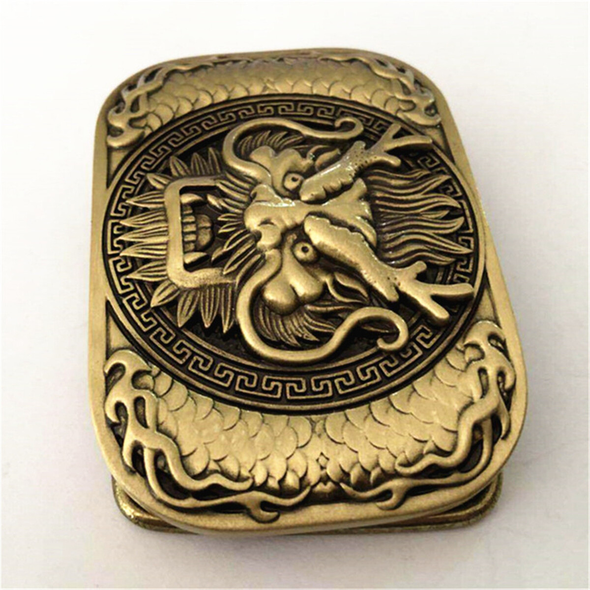 Dragon Head Solid Brass Copper Mens Belt Buckle Vintage Antique Western Cowboy
