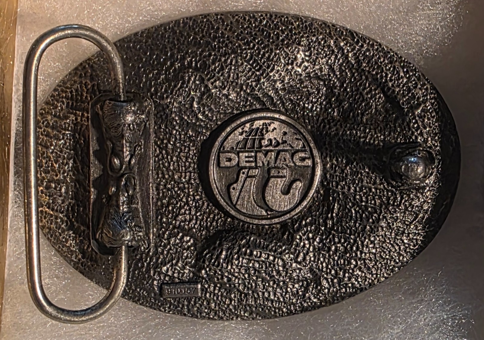 Vintage Metal Belt Buckle, Demag, Crane, Heavy Lifting, Boom Truck, Construction