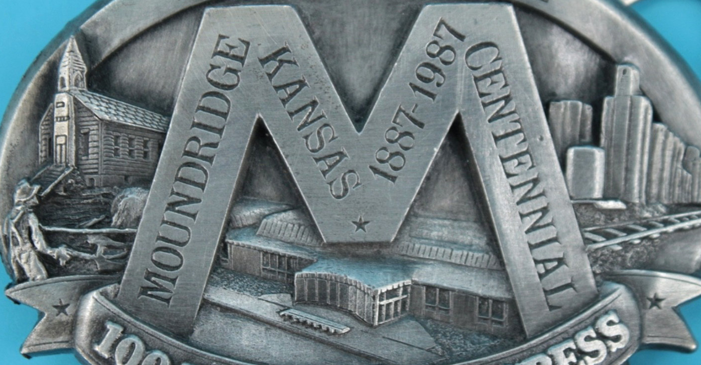 VTG 80s Moundridge Kansas 1987 Centennial Commemorative Western Belt Buckle