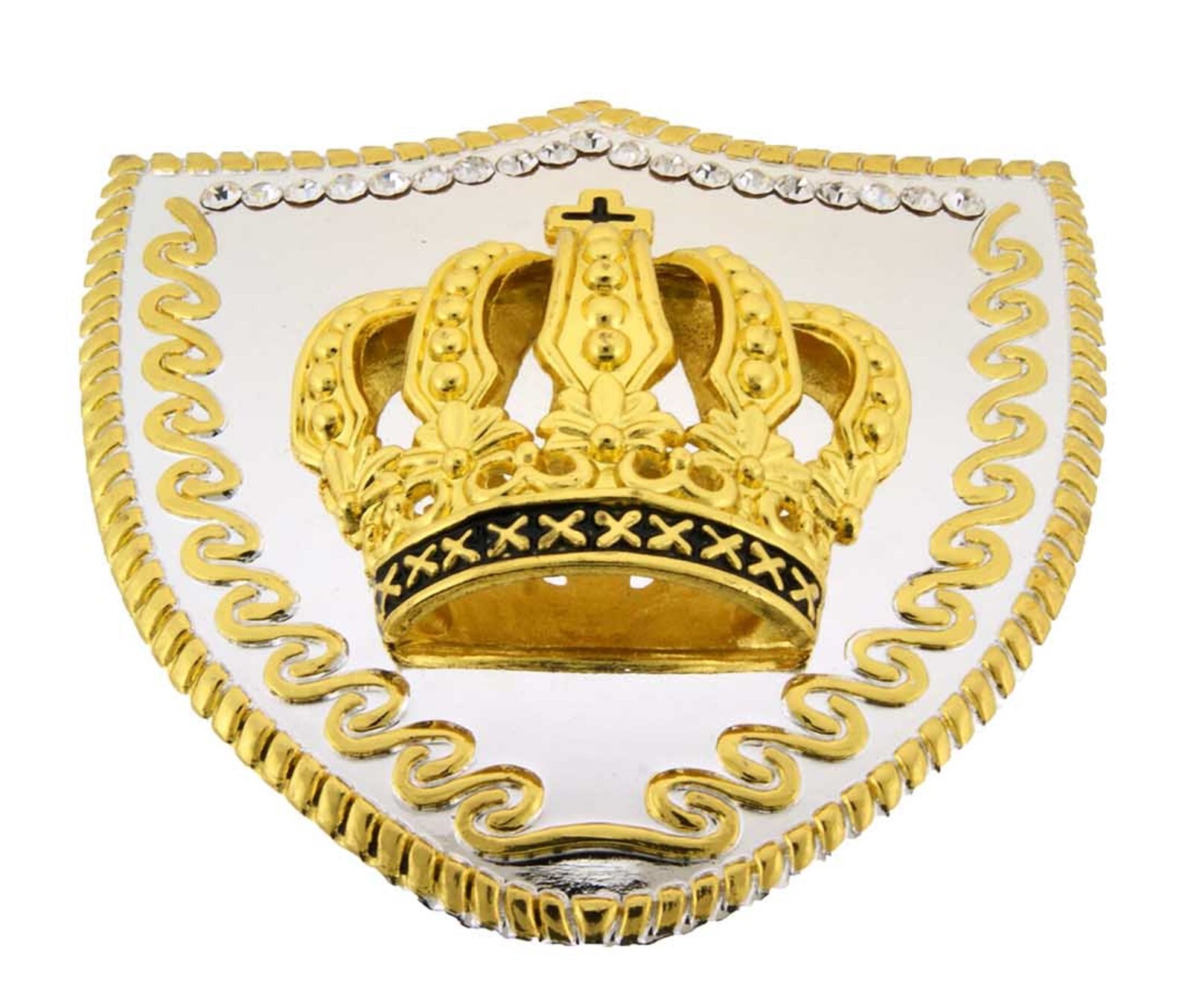 Crown Belt Buckle Gold Metal Rhinestone Halloween Pirate Men Women costume Skull