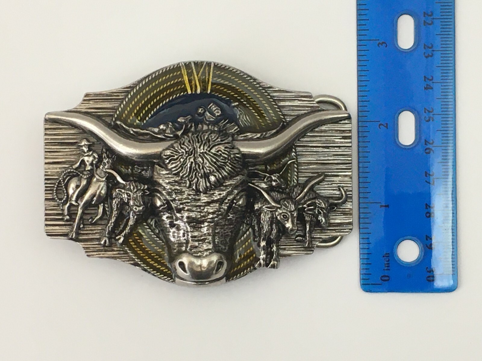 Cowboy Belt Buckle Texas Bull and Horses Western Belt Buckles