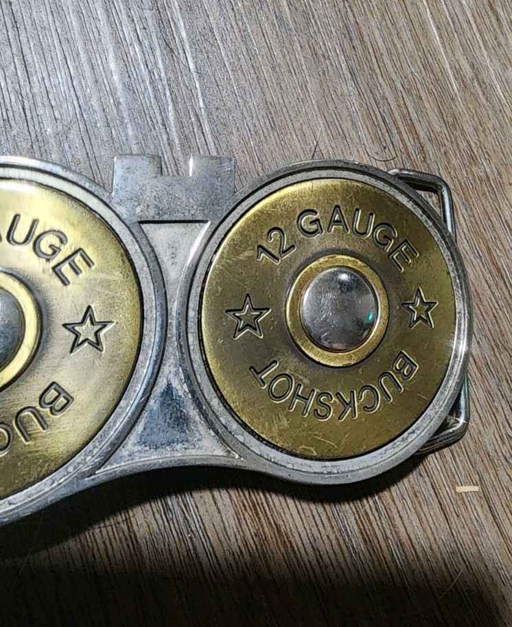 12-gauge shotgun shell « BUCKSHOT » belt buckle Distressed