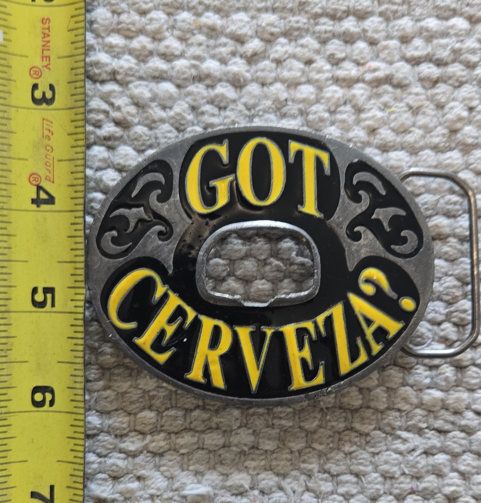 Bergamot « Got Cerveza? » Oval Western Belt Buckle Bottle Opener 1.5in J259 2004
