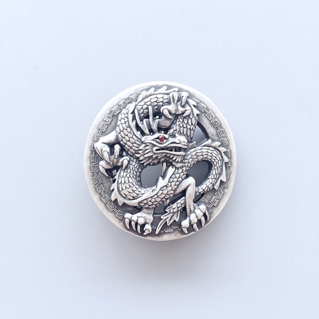 Vintage Silver Plated Rhinestone Dragon Belt Buckle Boucle de Ceinture
