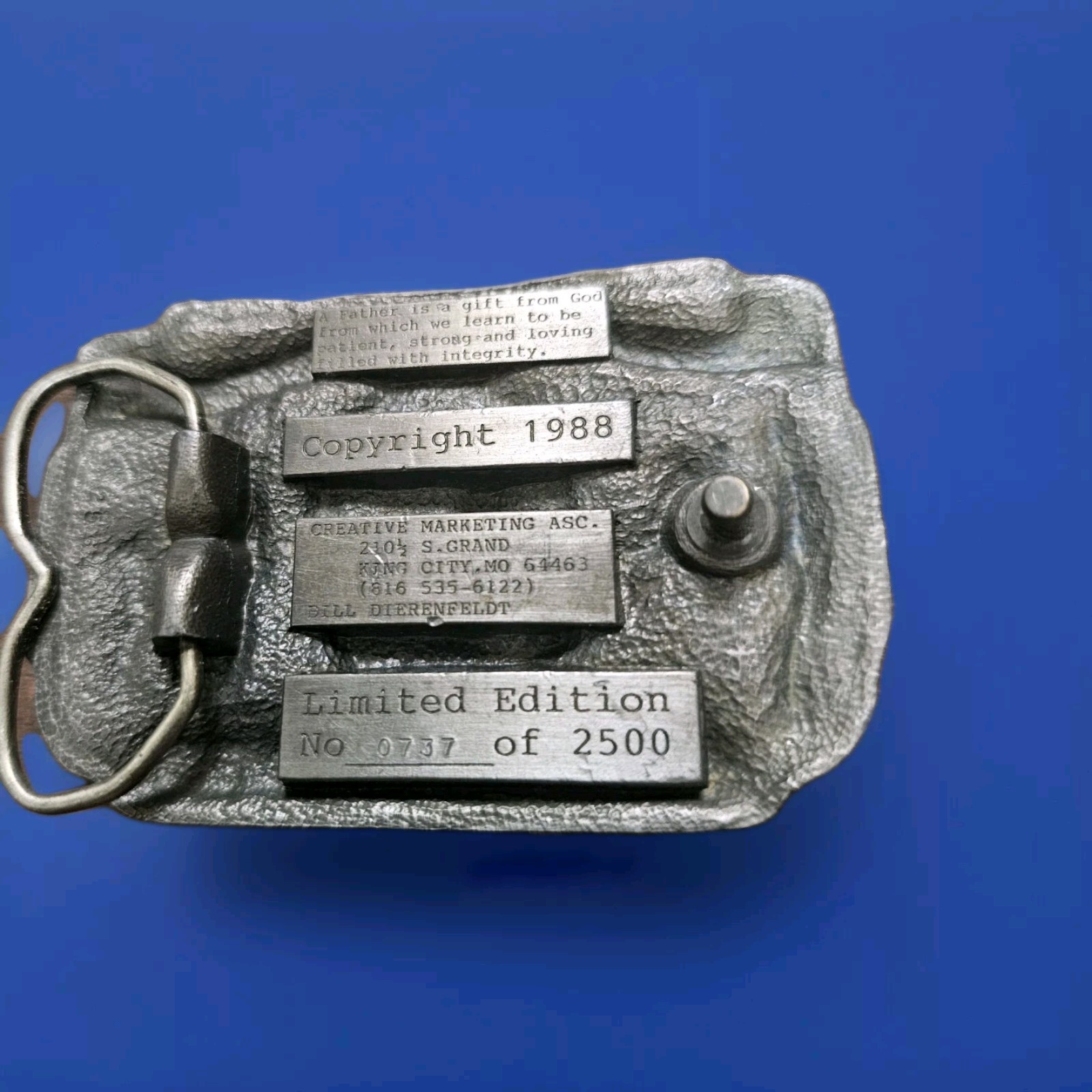 Vintage Pewter Fathers Day June 19th 1988 A Tribute To A Father Belt Buckle