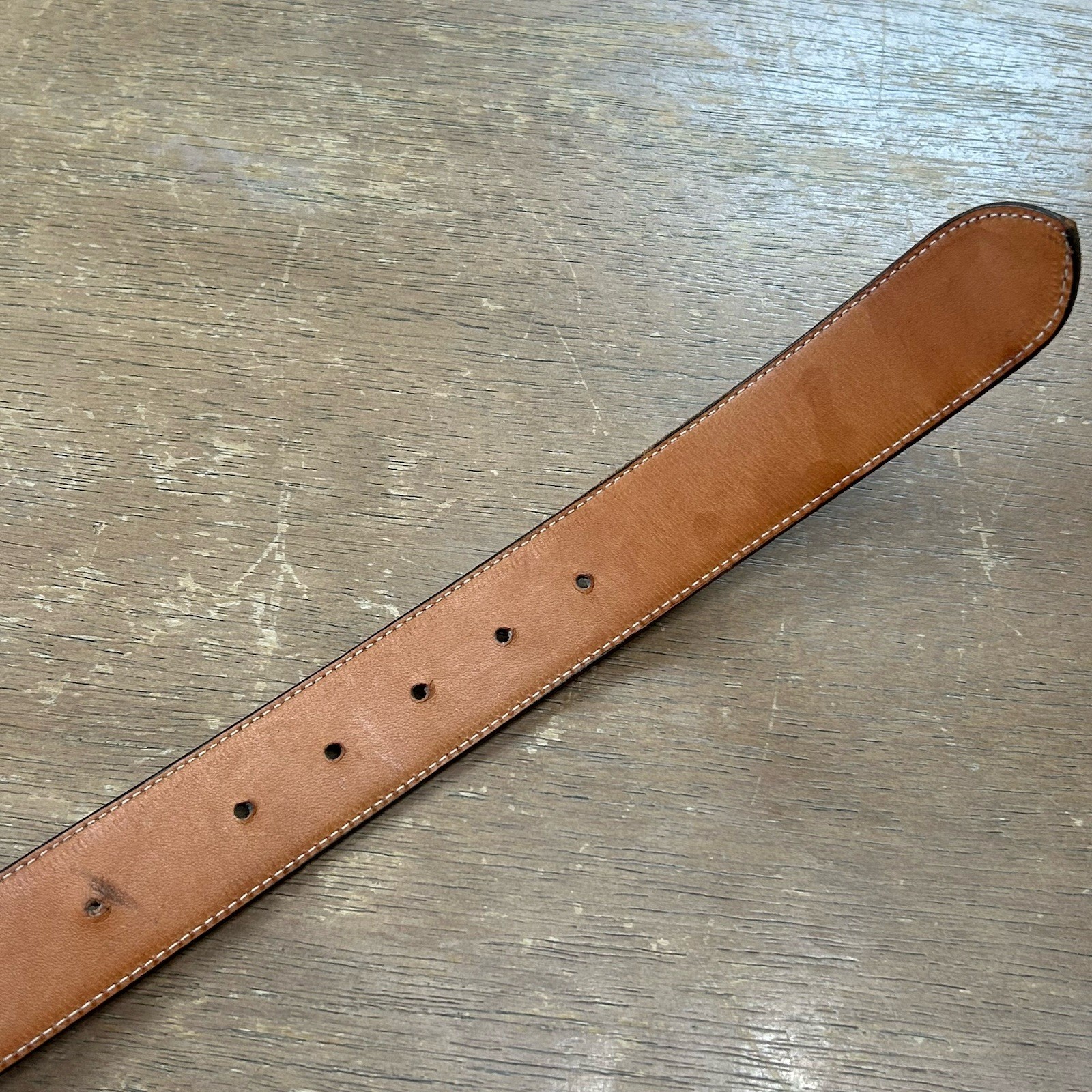James Reid Leather Belt Size 37 Turquoise & Bronze Native American Belt Buckle