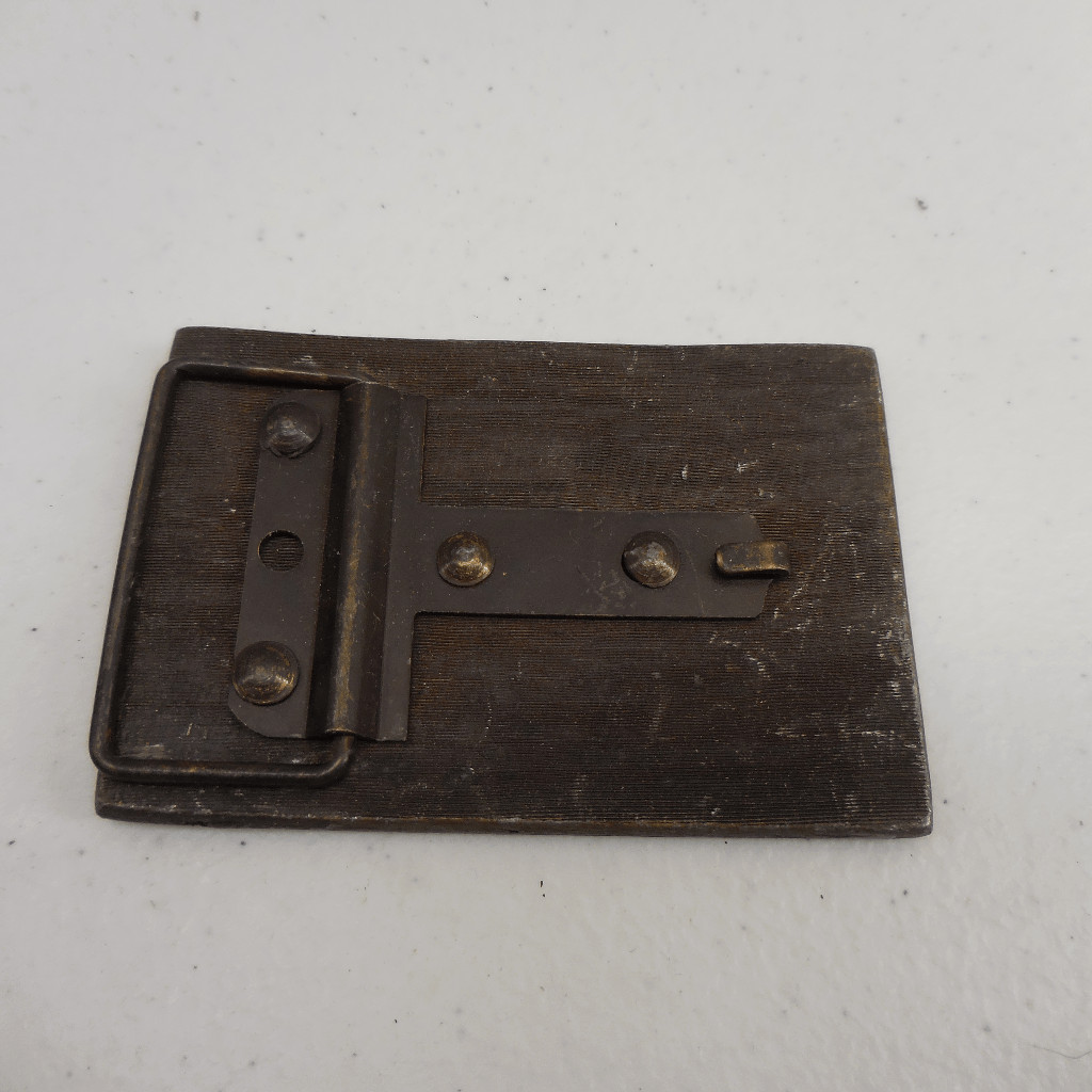 VINTAGE 1970&rsquo;s PANAMA RED BRASS BELT BUCKLE LEWIS BUCKLE CO. 4&Prime; 1970s