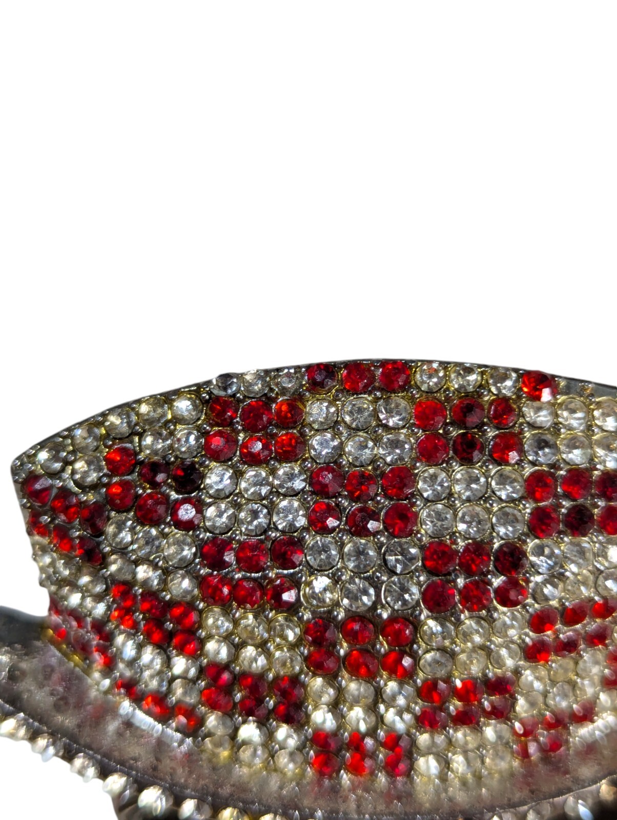 « FL&B » Scull Top Hat Belt Buckle Sliver Red Rhinestone