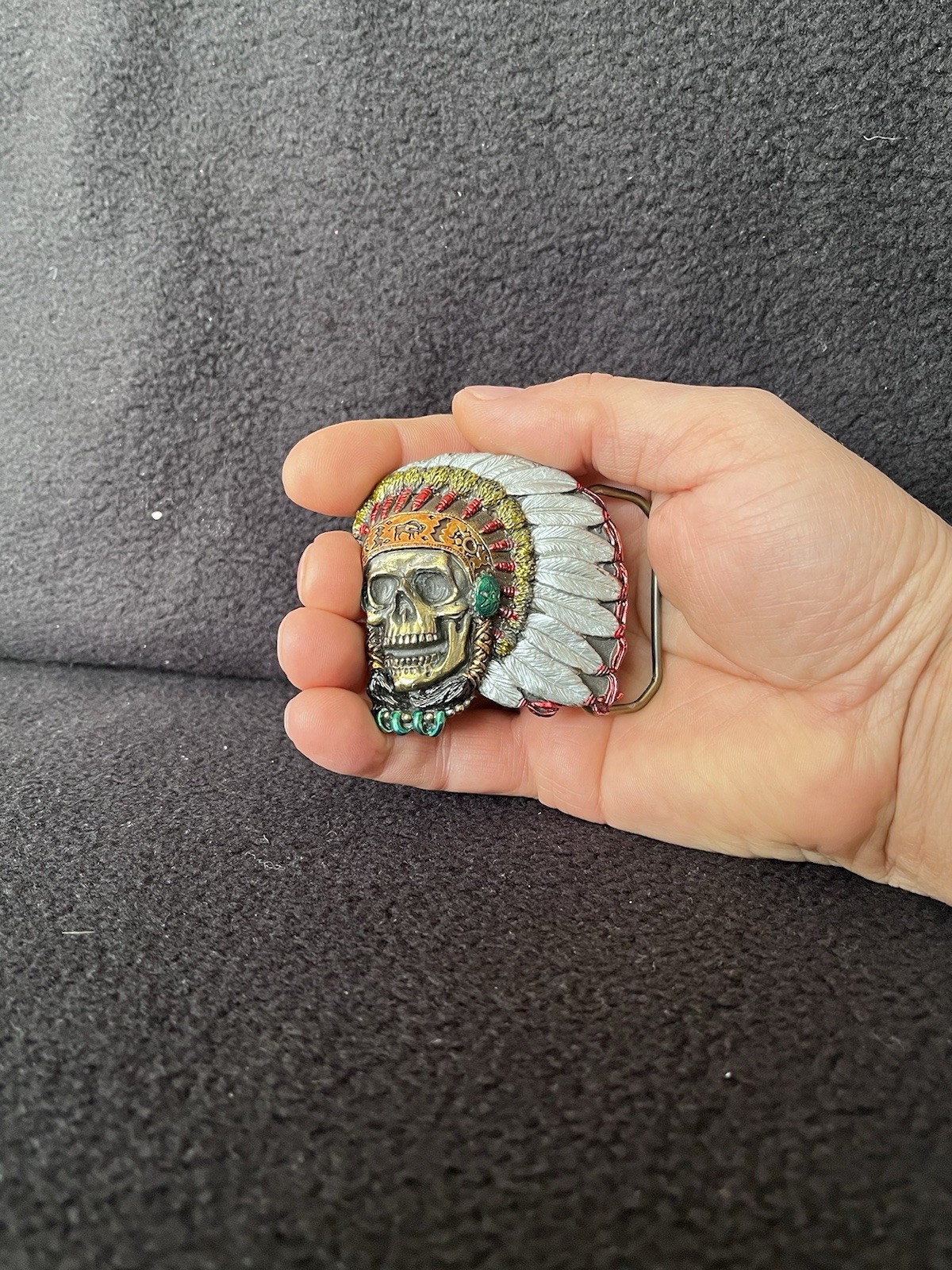 1991 Native American Indian Chief Skull The Great American Buckle Co. USA #1956