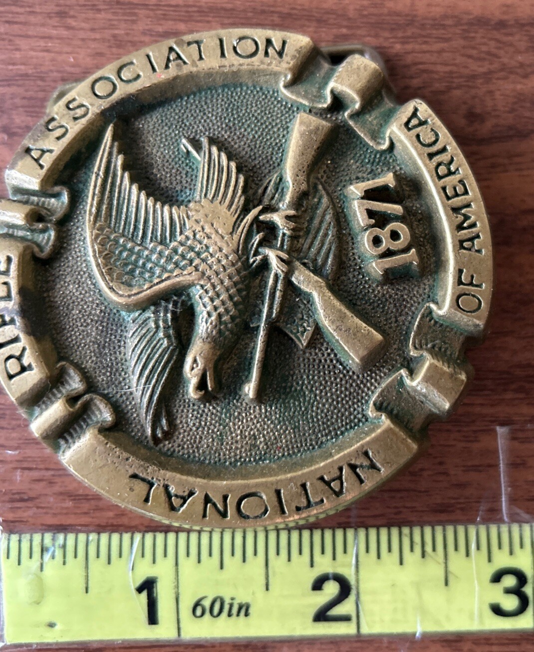 VTG 1978 “NATIONAL RIFLE ASSOCIATION OF AMERICA 1871” SOLID BRASS BELT BUCKLE S