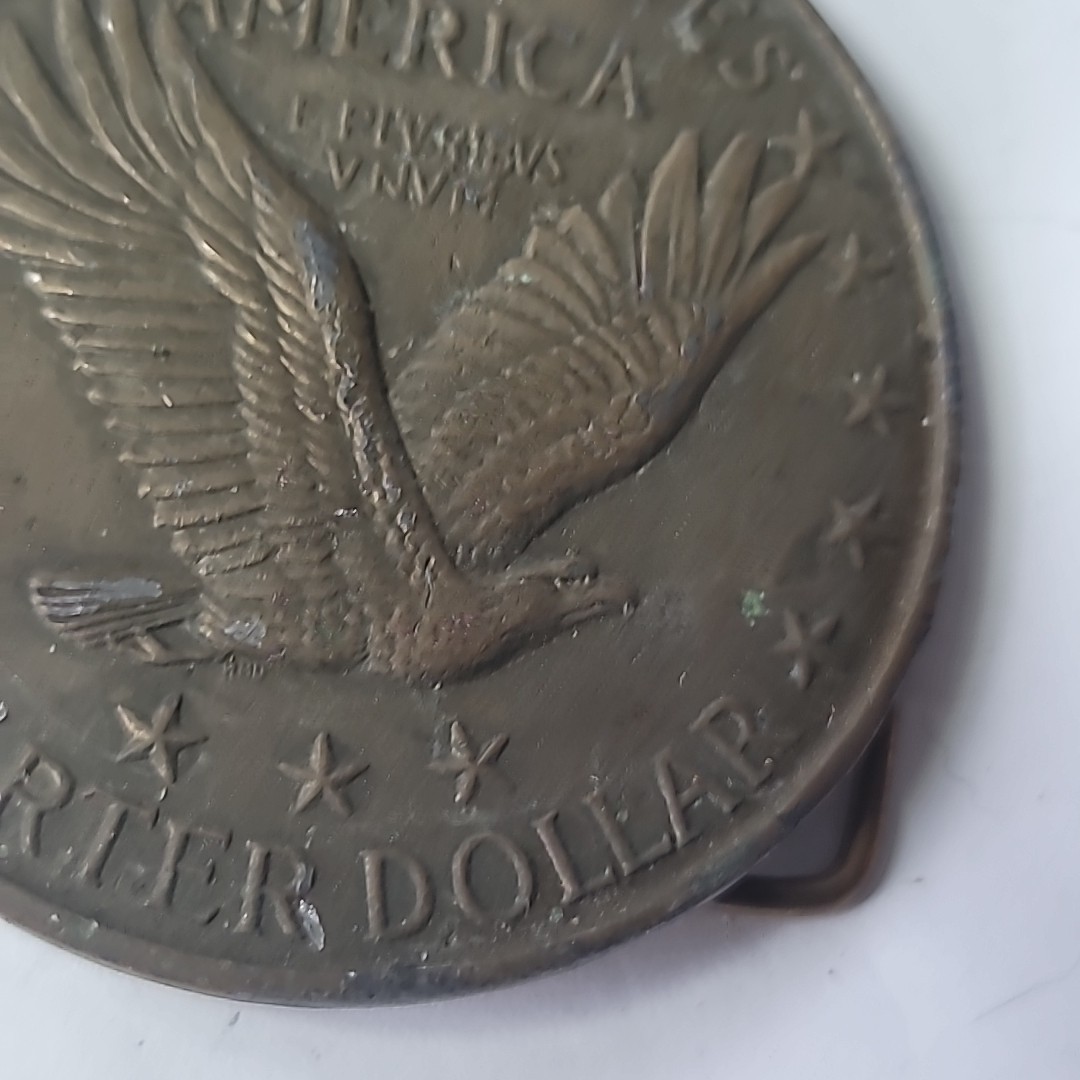 Standing Liberty Quarter Coin Belt Buckle Vtg 1976 Henchel-Mt.View California