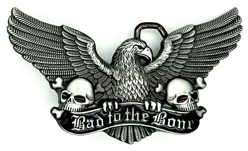 Bad to the Bone Skull & Eagle Belt Buckle Biker Motorcycle Gothic New