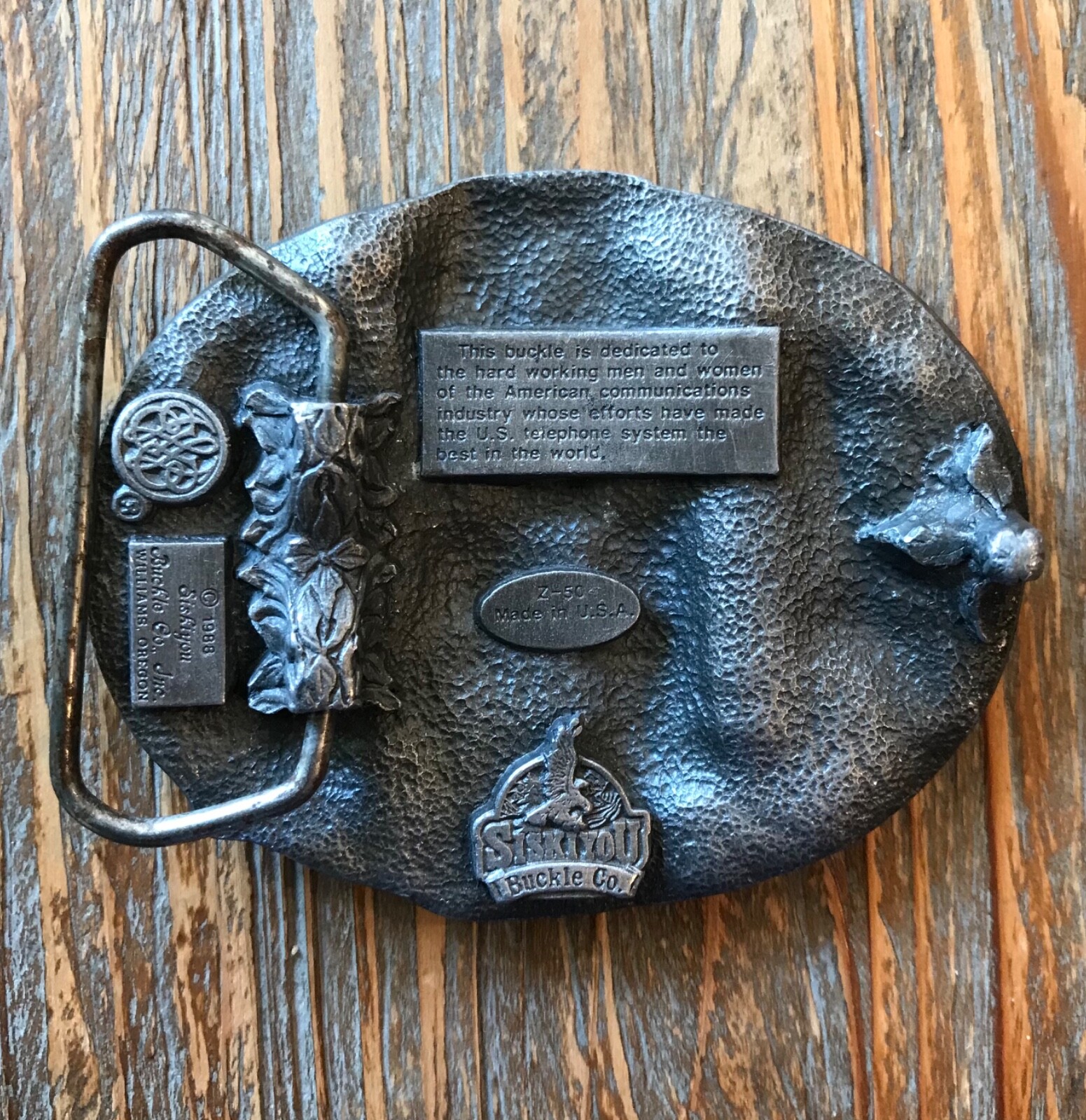 1988 SISKIYOU Telephone Communications Lineman Belt Buckle Z-50 U.S.A.