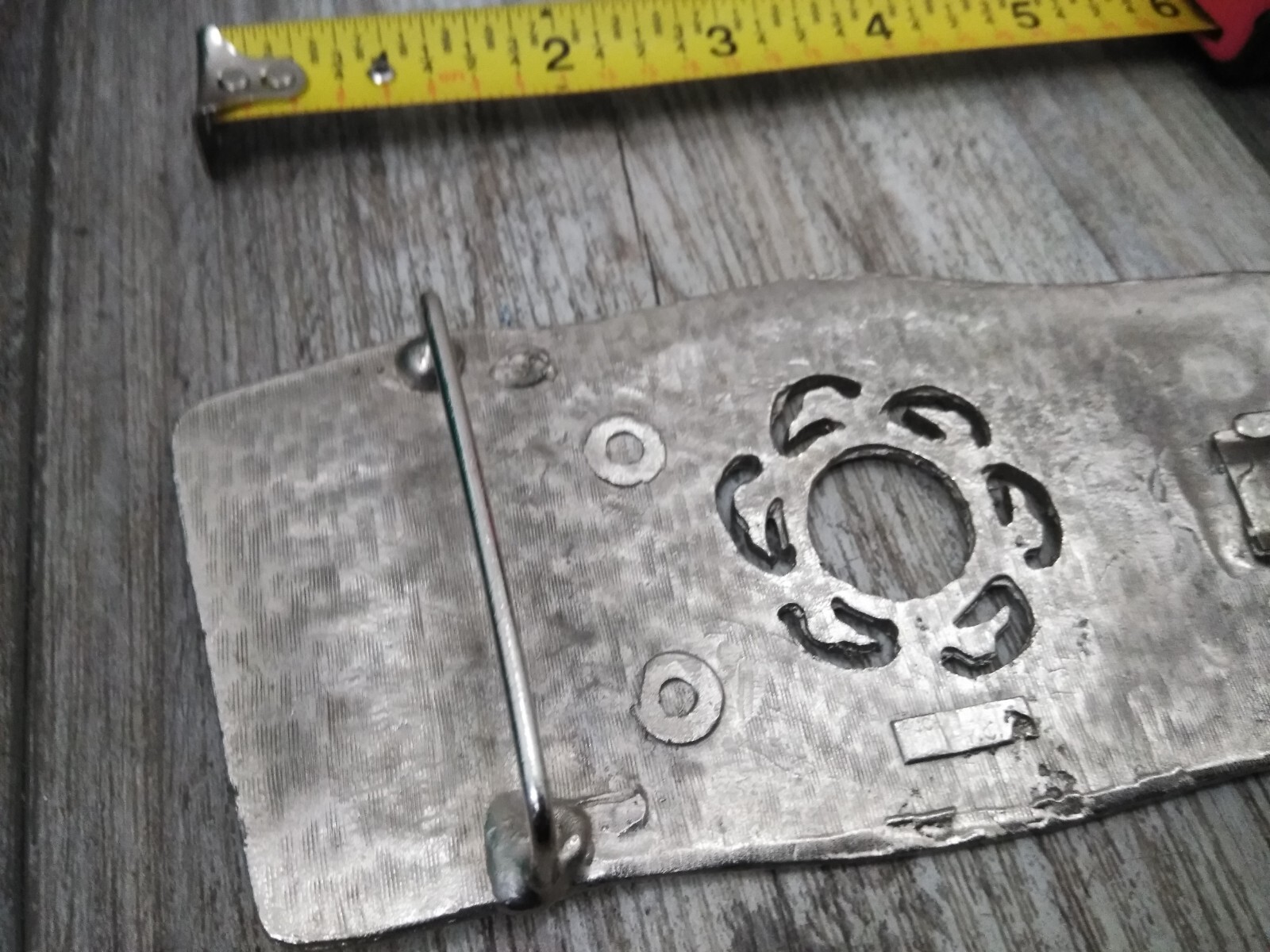 Vintage XL Large Handmade Mexican Belt Buckle DESERT / NATURE MOTIF (6&Prime;X2.3/4&Prime;)