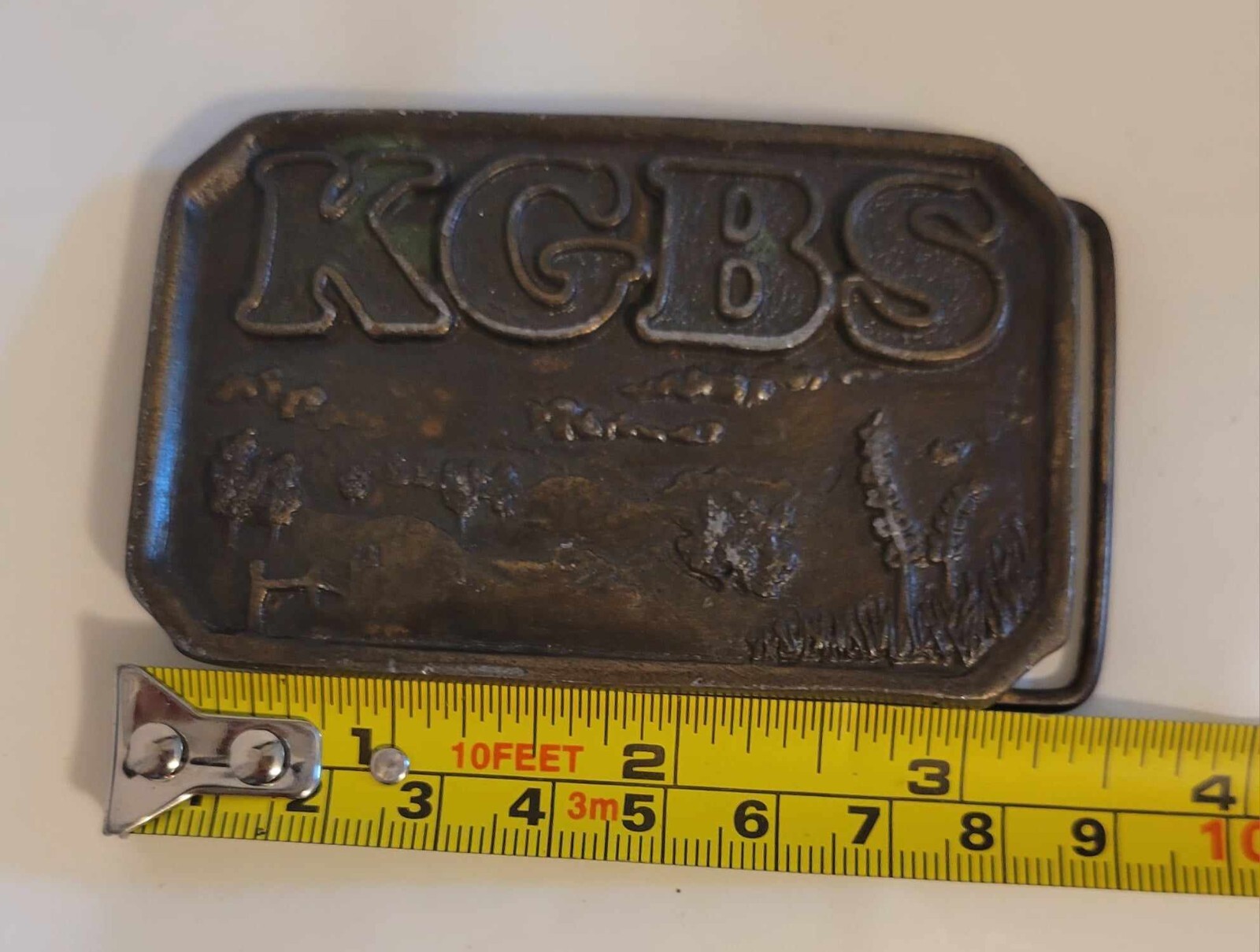 Vintage 1976 K G B S Radio Station Brass Buckle AM-1020 FM-97 Limited Edition