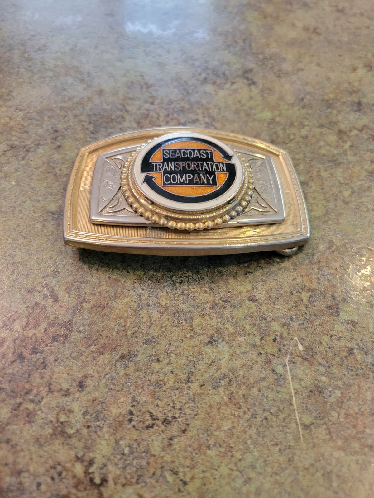 RARE Vintage Enamel Belt Buckle SEACOAST TRANSPORTATION COMPANY