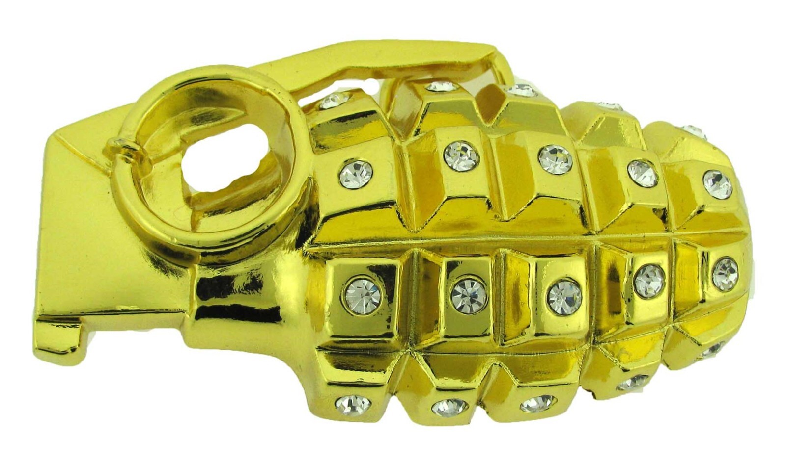 Grenade Belt Buckle US Military Memorial Veteran Day Gift Gold Iced Rock Rebel