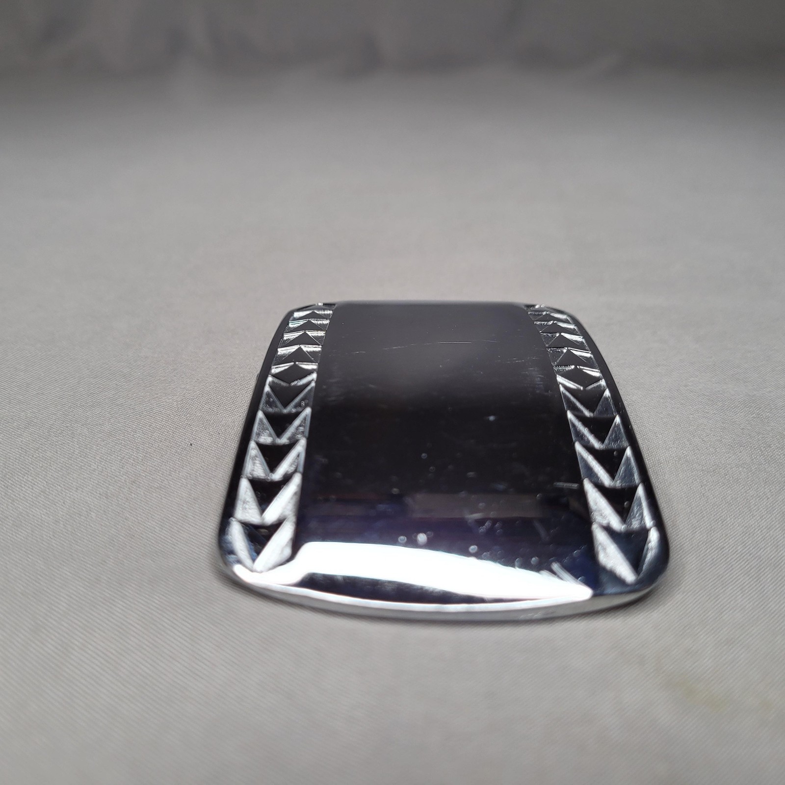 Silver Tone Rectangular Tie Bar Clip Mens Engraved Geometric Pattern Size Shown