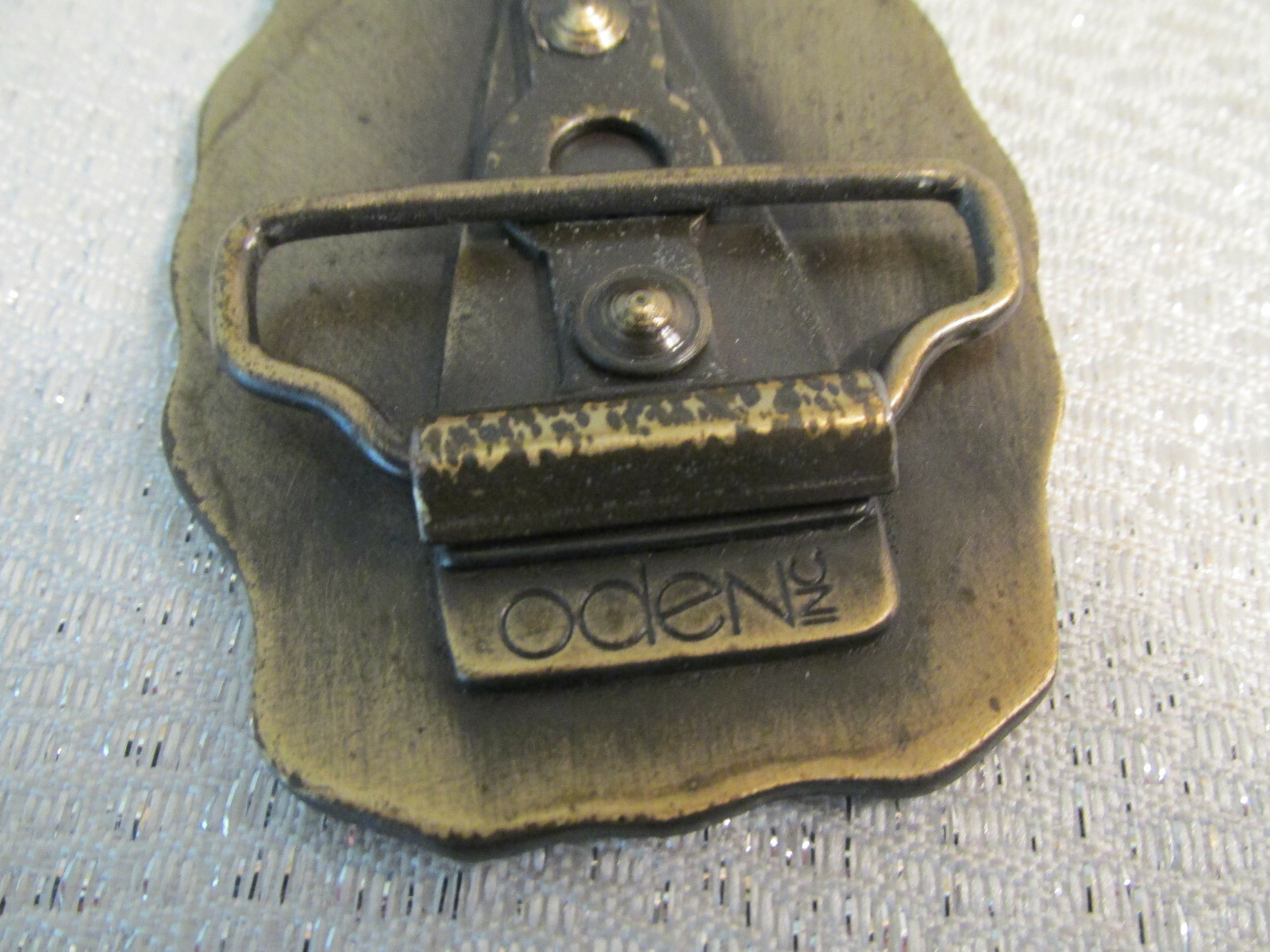 BRASS BELT BUCKLE « GEORGE » ORIGINAL BOX ODEN TIME EMBOSSED BIRTHDAY NAME