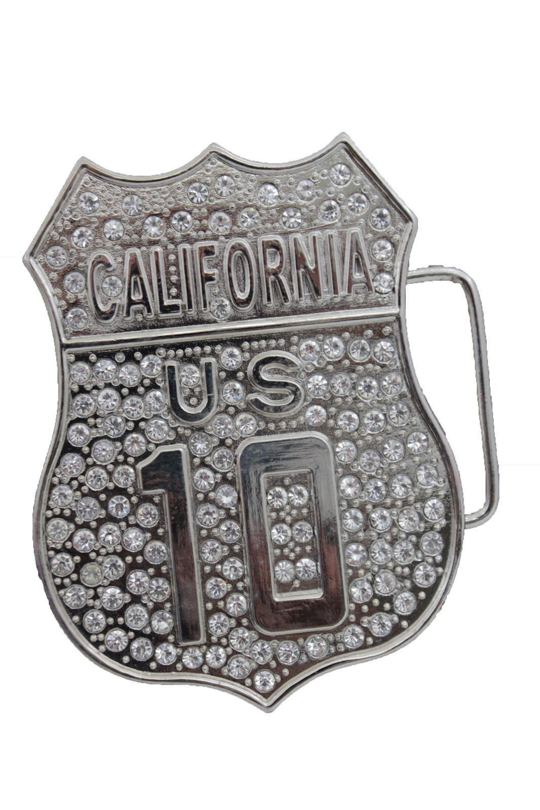 Men Silver Metal Belt Buckle CA State California 10 Freeway Bling Western Unisex