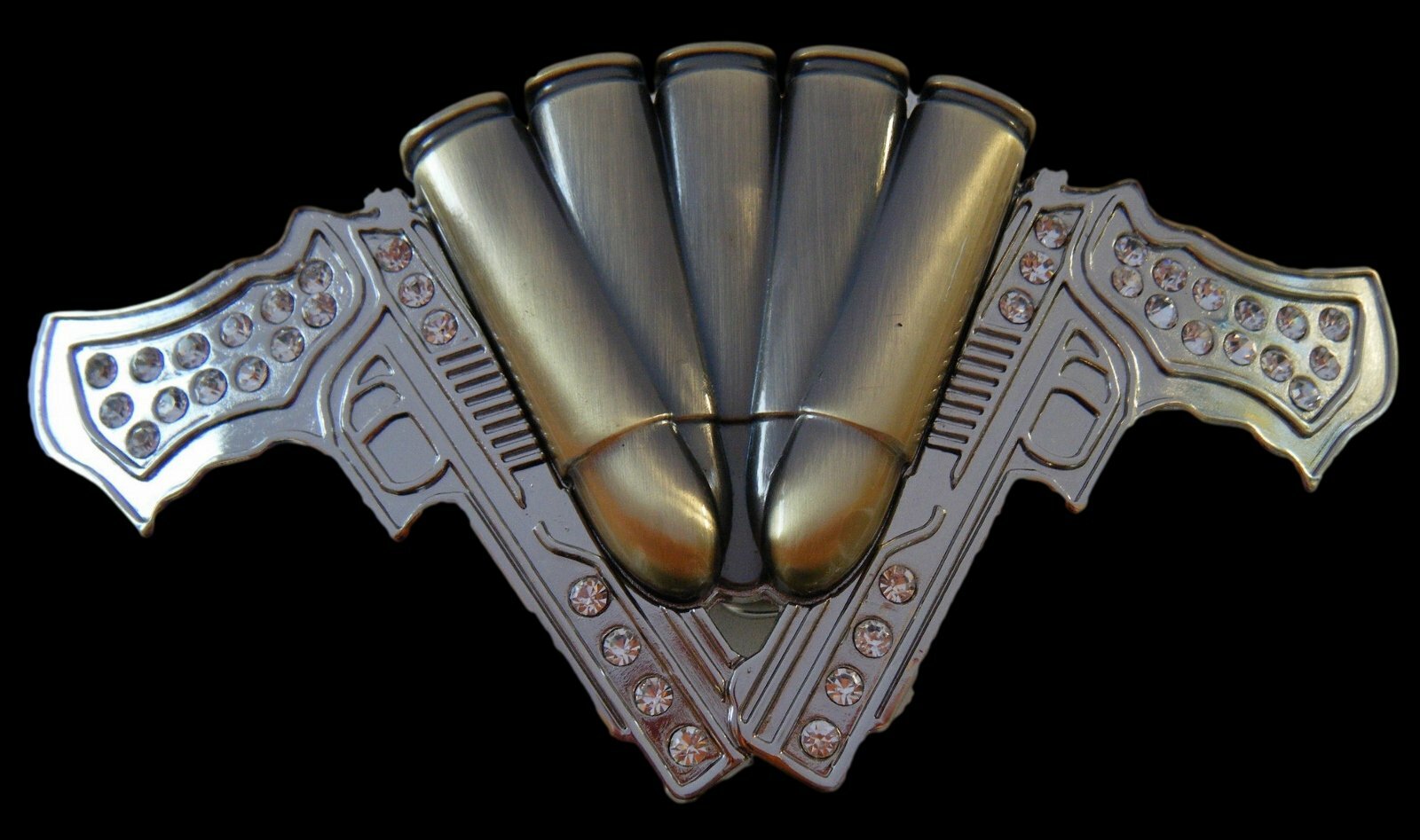 Handgun Gun Belt Buckle Rhinestone Bling Bullets Handguns Guns Belts Buckles