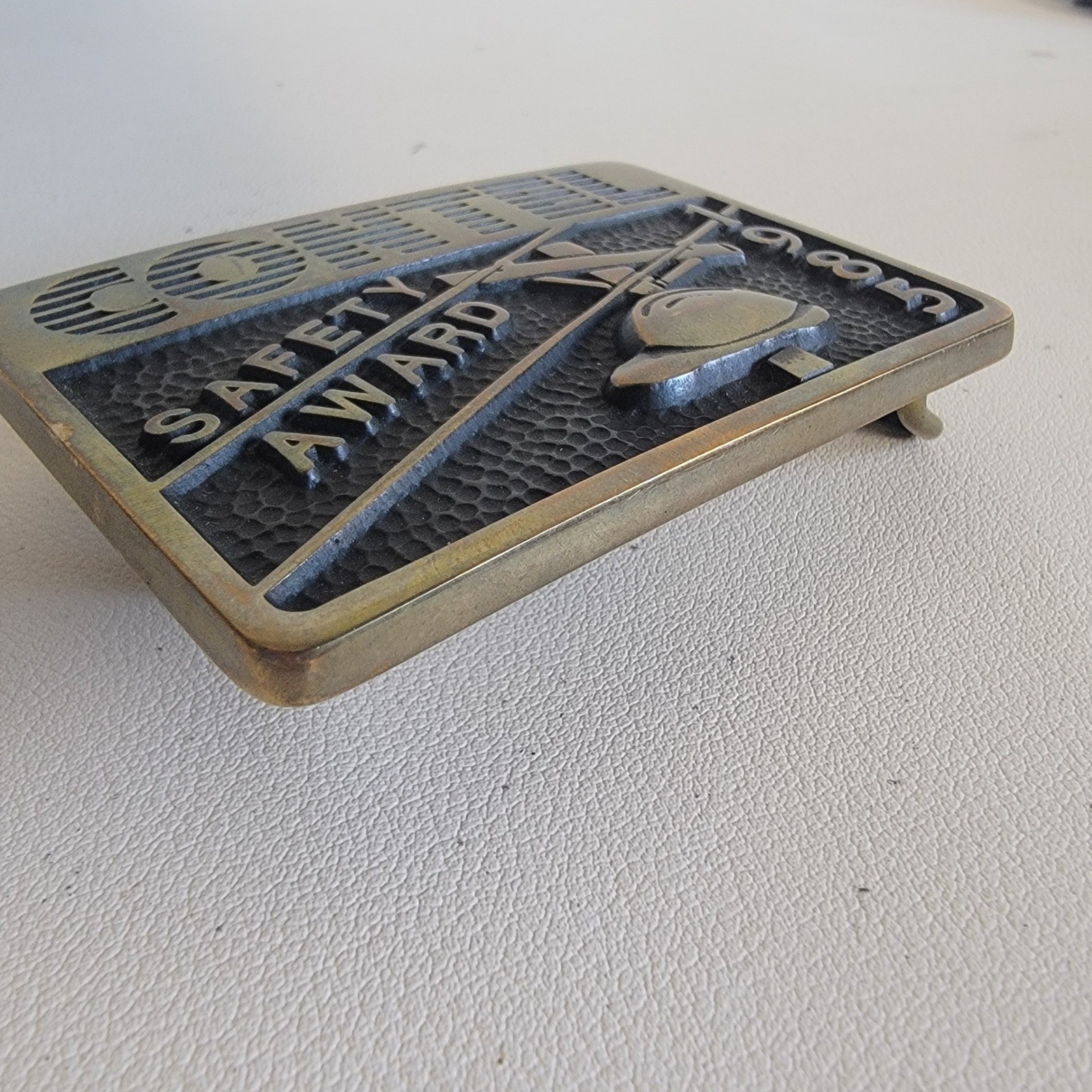 Contel Brass Belt Buckle 1985 Safety Award Anacortes Brass Works Handmade