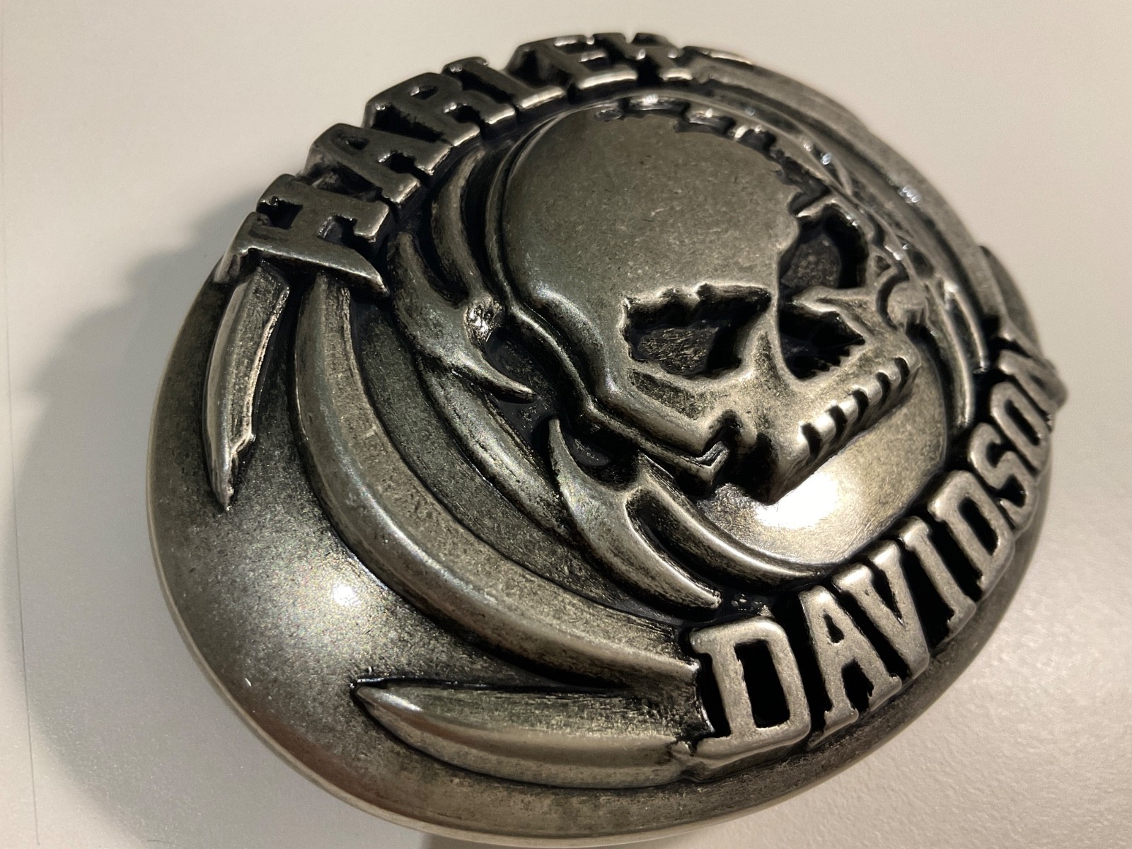 Harley-Davidson Willie G Skull belt buckle.#97830-08VM.Antique nickel plated .