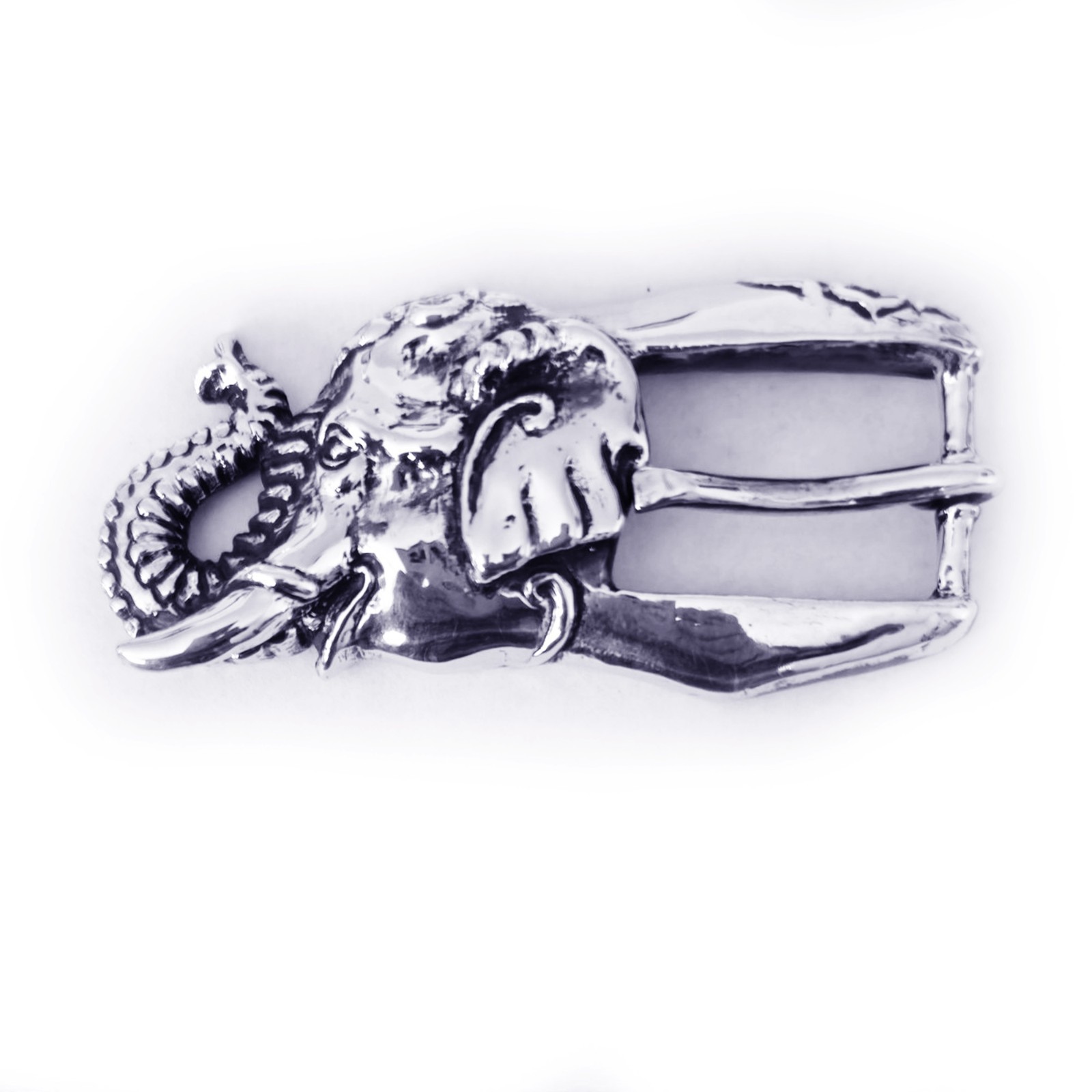 Elephant Head Sterling Silver Belt Buckle
